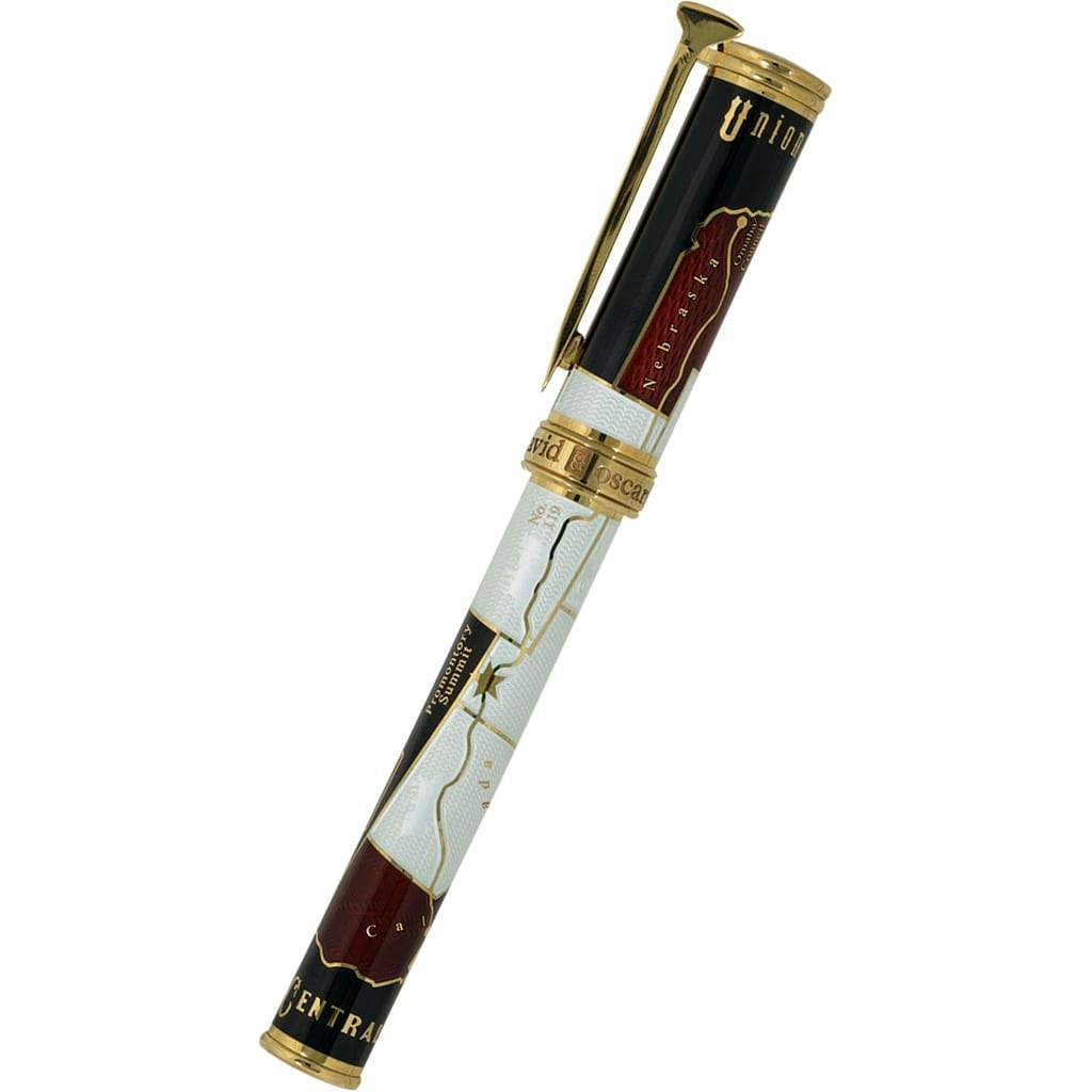 David Oscarson Golden Spike Fountain Pen - Ruby Red - Pen Boutique Ltd