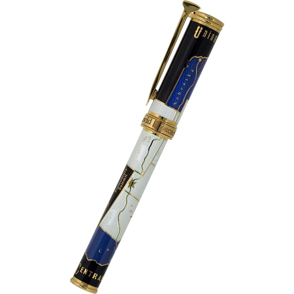 David Oscarson Golden Spike Fountain Pen - Sapphire Blue - Pen Boutique Ltd