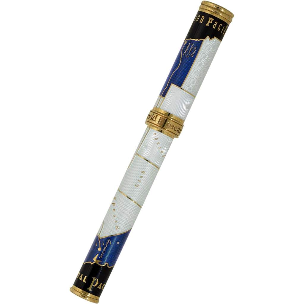 David Oscarson Golden Spike Rollerball Pen - Sapphire Blue - Pen Boutique Ltd