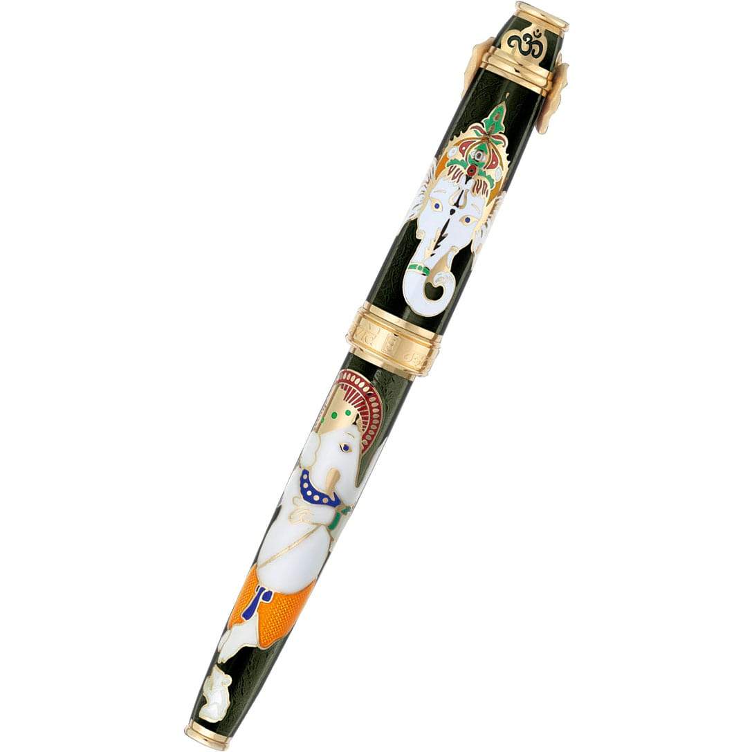 David Oscarson Lord Ganesha Fountain Pen - Mossy Black - Pen Boutique Ltd