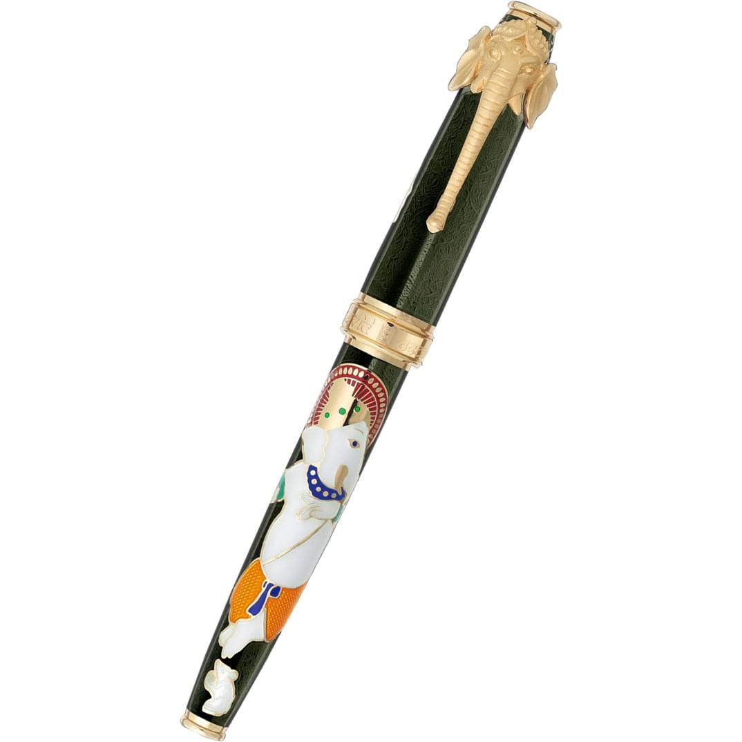 David Oscarson Lord Ganesha Fountain Pen - Mossy Black - Pen Boutique Ltd