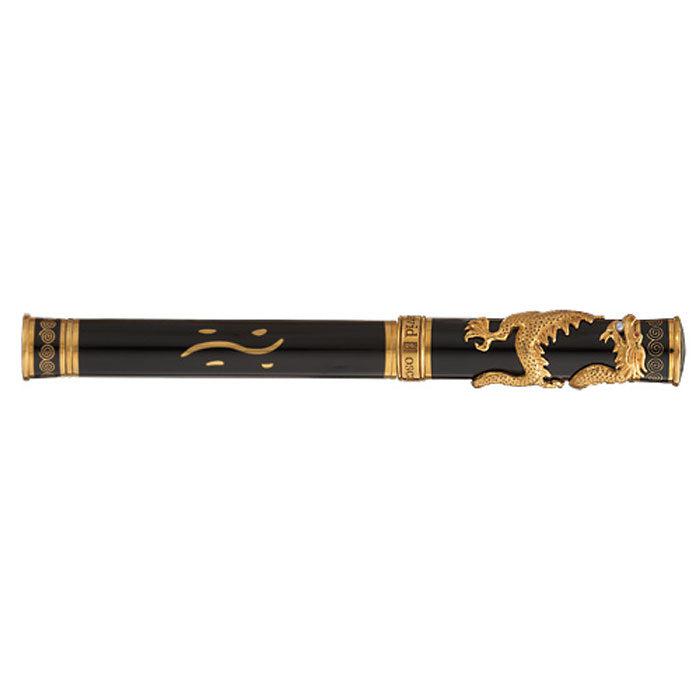 David Oscarson Black Water Dragon Rollerball Pen - Opaque Onyx Black Hard Enamel with Gold Vermeil-Pen Boutique Ltd