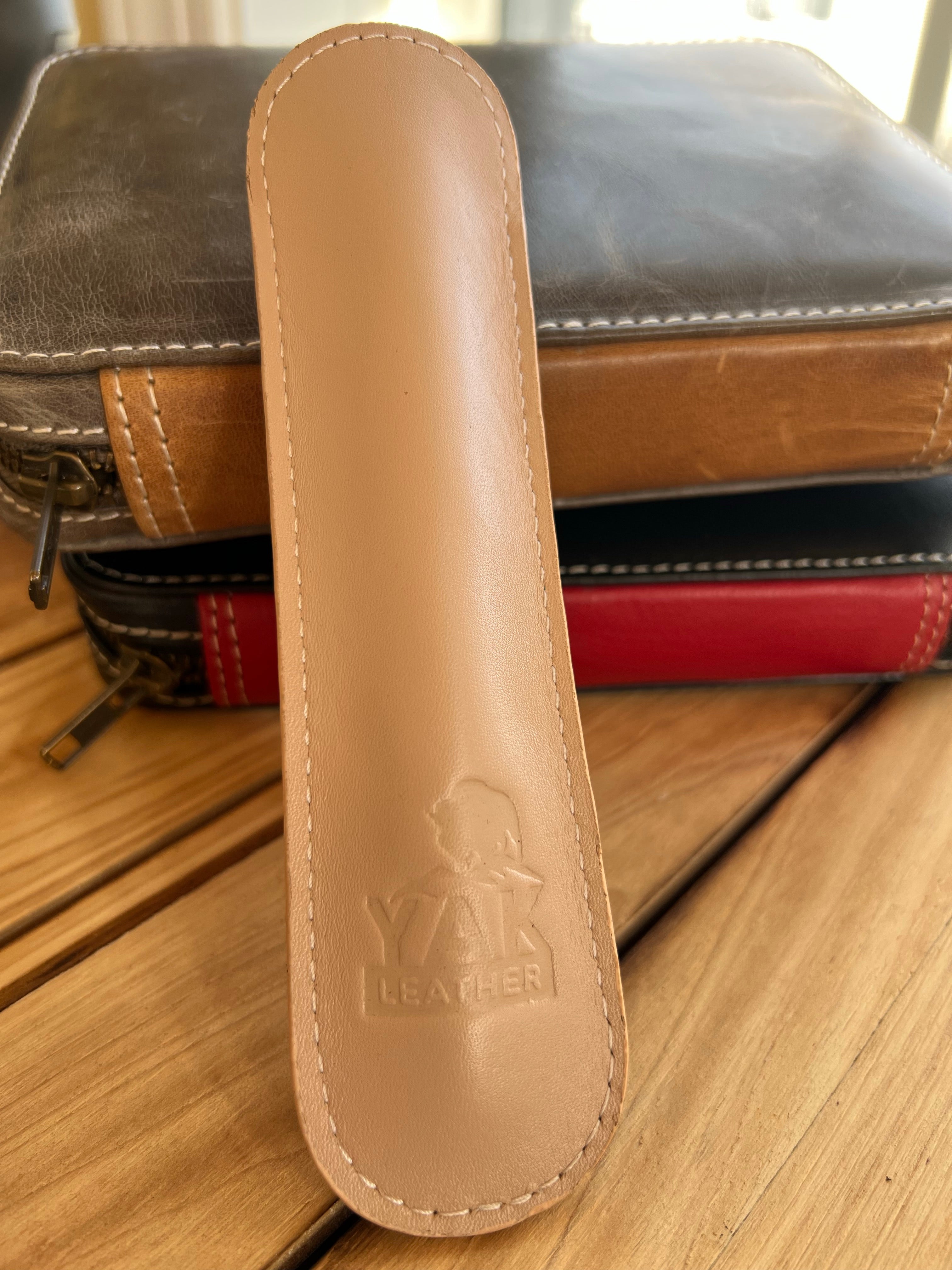 Pen Boutique Yak Leather Single Pen Sleeve - Nude - Pen Boutique Ltd
