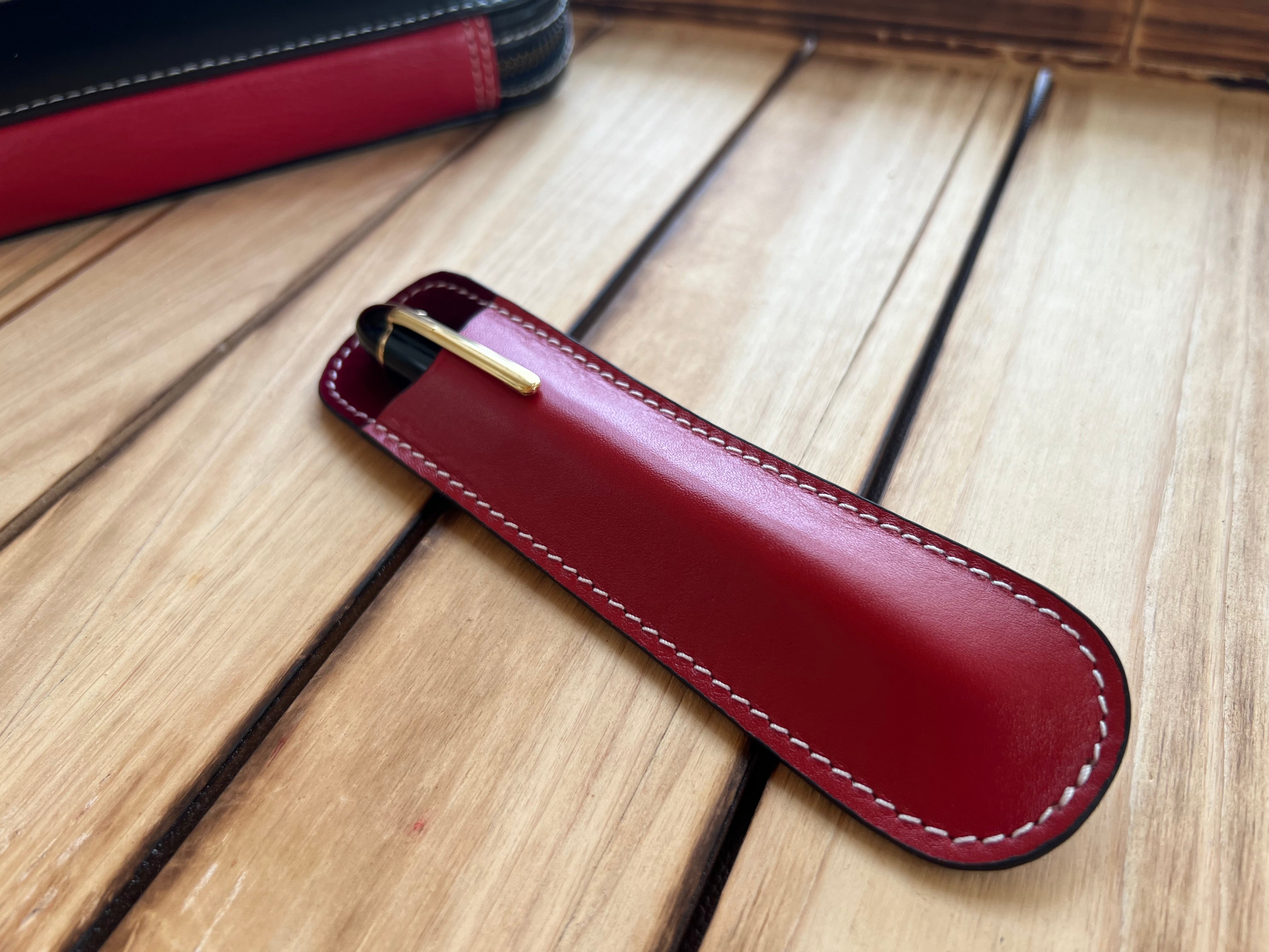 Pen Boutique Yak Leather Single Pen Sleeve - Red - Pen Boutique Ltd