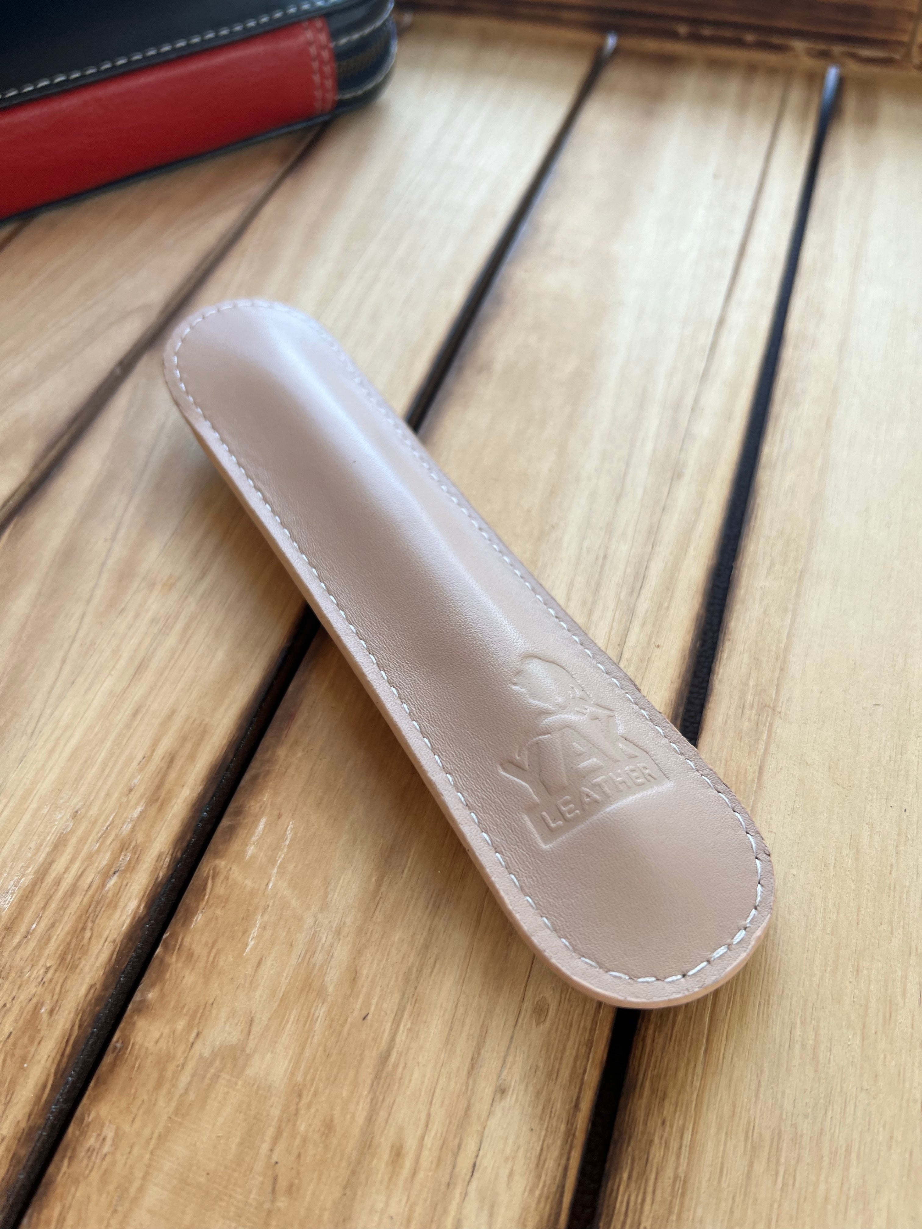 Pen Boutique Yak Leather Single Pen Sleeve - Nude - Pen Boutique Ltd