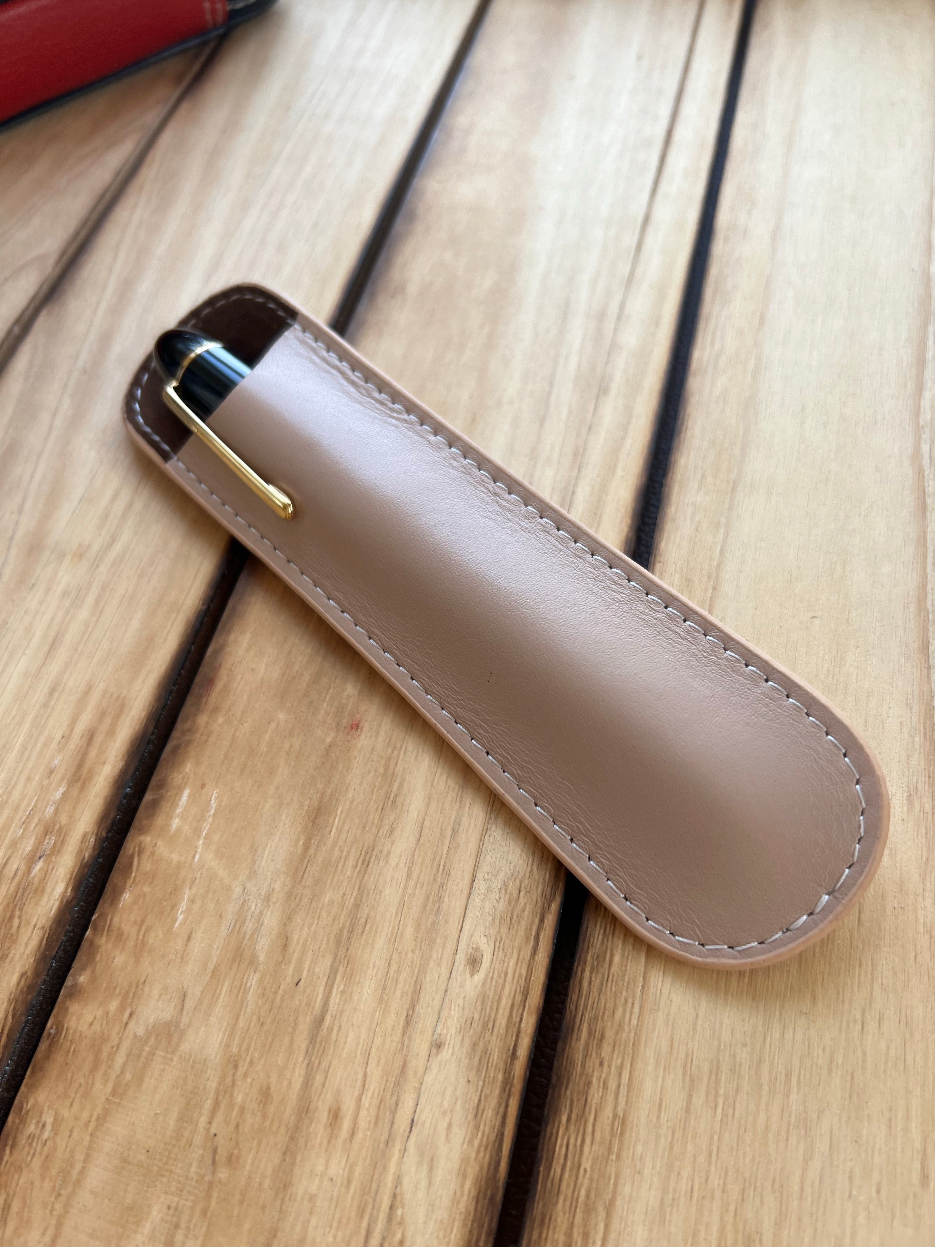 Pen Boutique Yak Leather Single Pen Sleeve - Nude - Pen Boutique Ltd