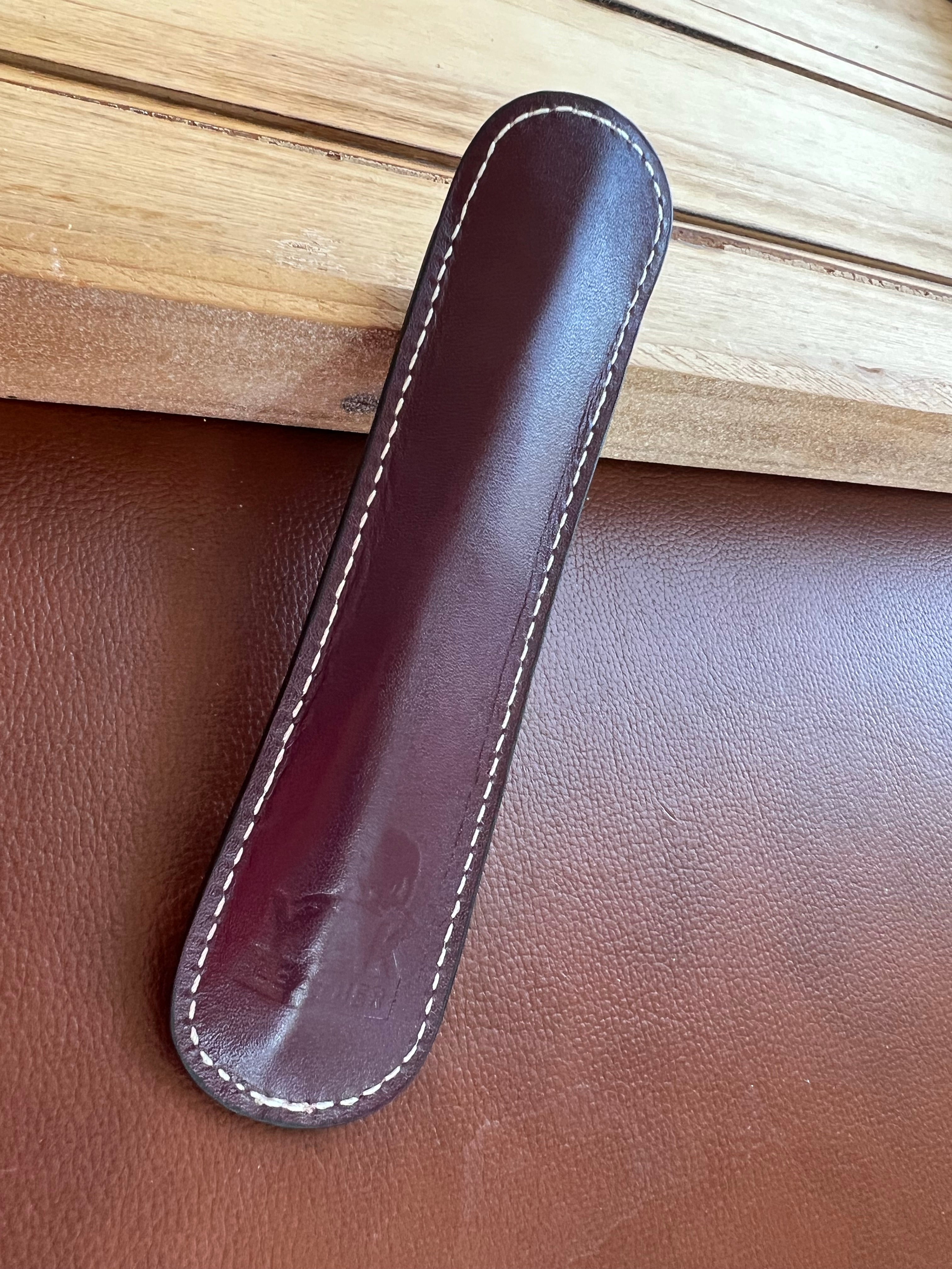 Pen Boutique Yak Leather Single Pen Sleeve - Brown/Dark Red - Pen Boutique Ltd