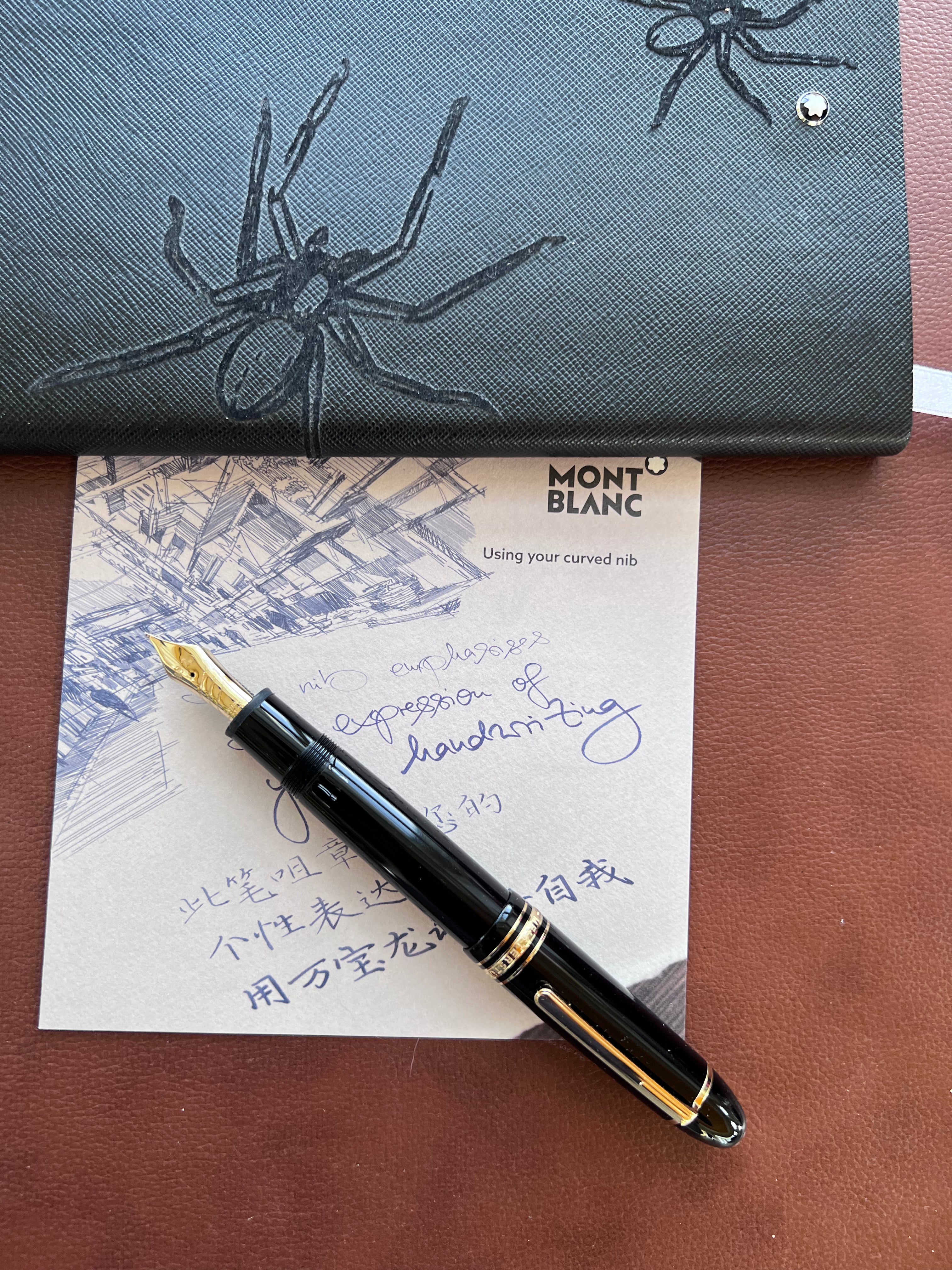 Montblanc Meisterstuck Calligraphy Fountain Pen - 149 Black - Curved Nib-Pen Boutique Ltd