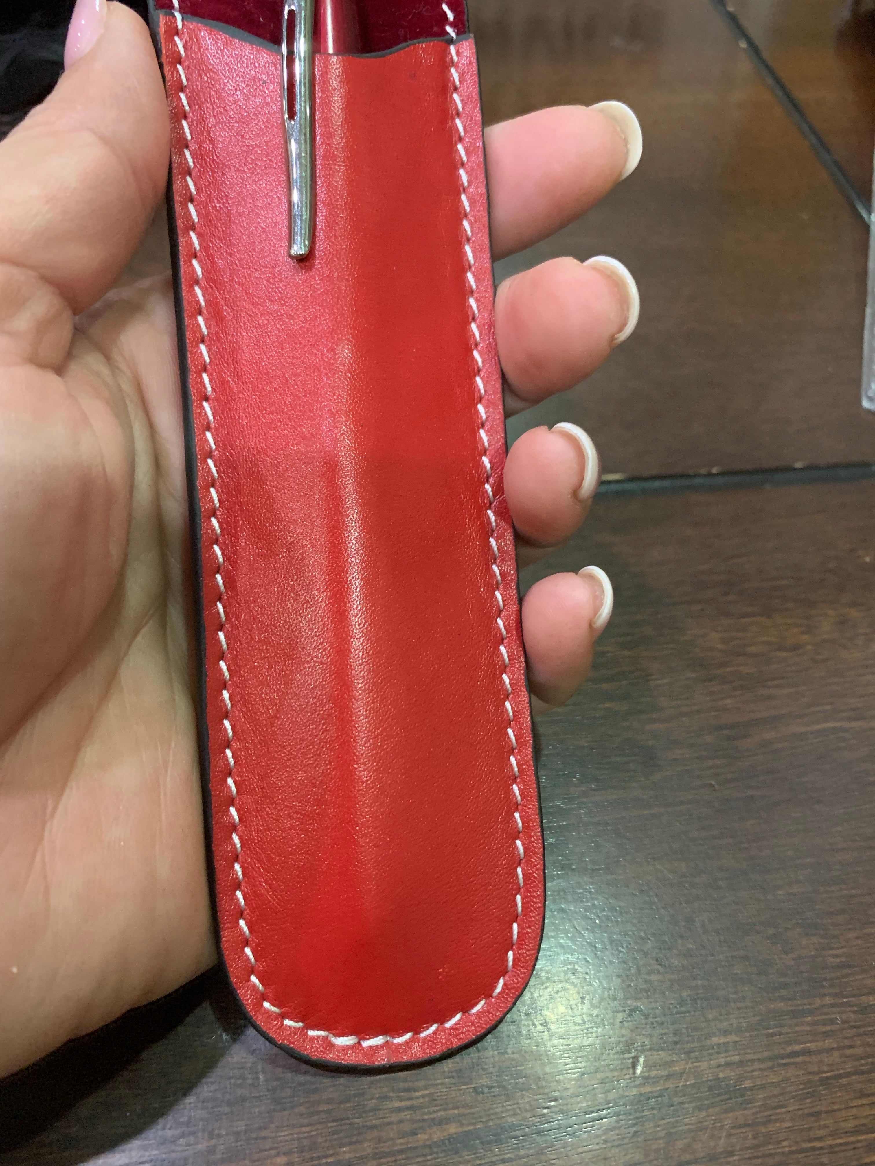 Pen Boutique Yak Leather Single Pen Sleeve - Red - Pen Boutique Ltd