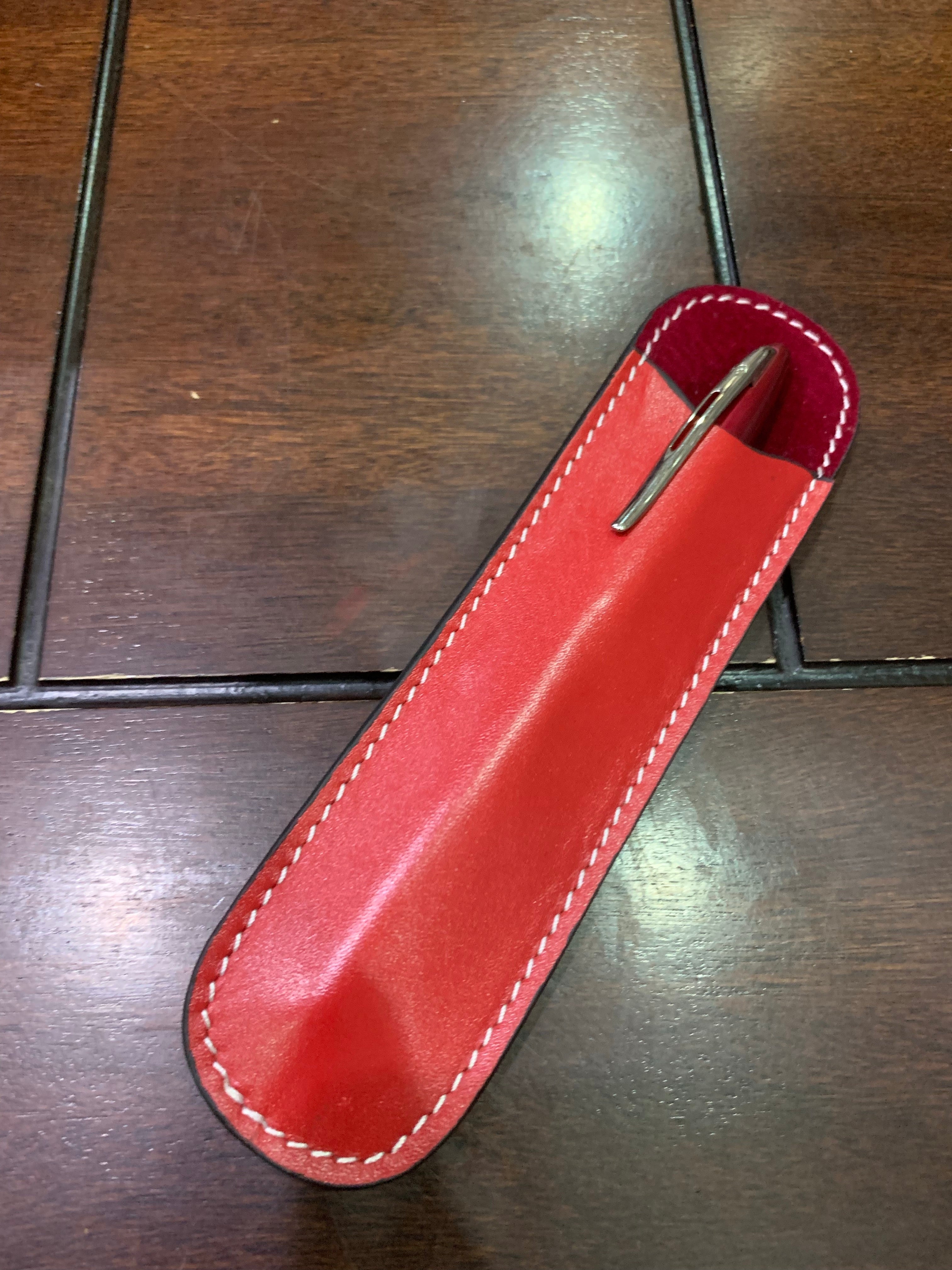 Pen Boutique Yak Leather Single Pen Sleeve - Red - Pen Boutique Ltd
