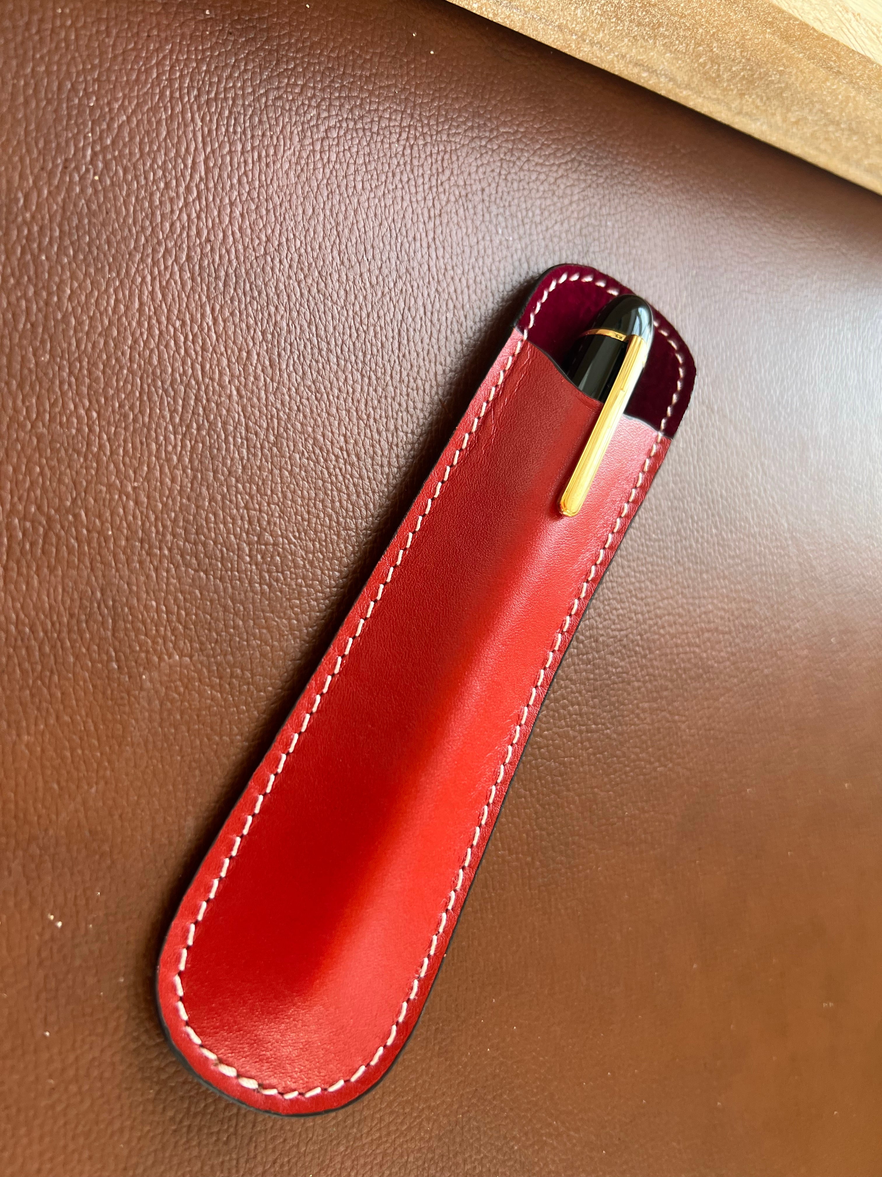 Pen Boutique Yak Leather Single Pen Sleeve - Red - Pen Boutique Ltd