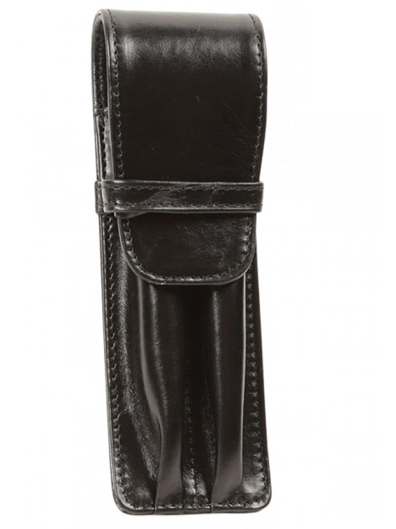 Aston Leather Black Finger Style Double Pen Case - Pen Boutique Ltd