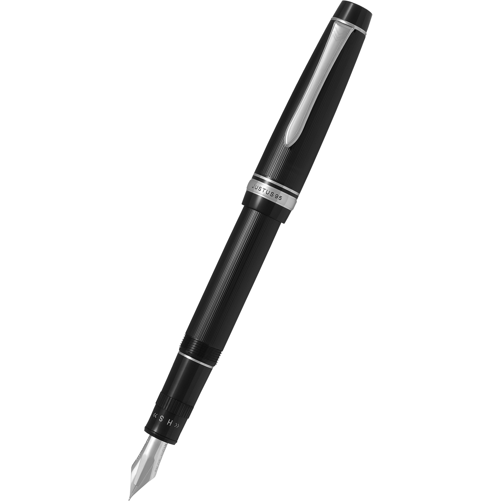 Pilot Justus 95 Fountain Pen - Black - Rhodium Trim-Pen Boutique Ltd