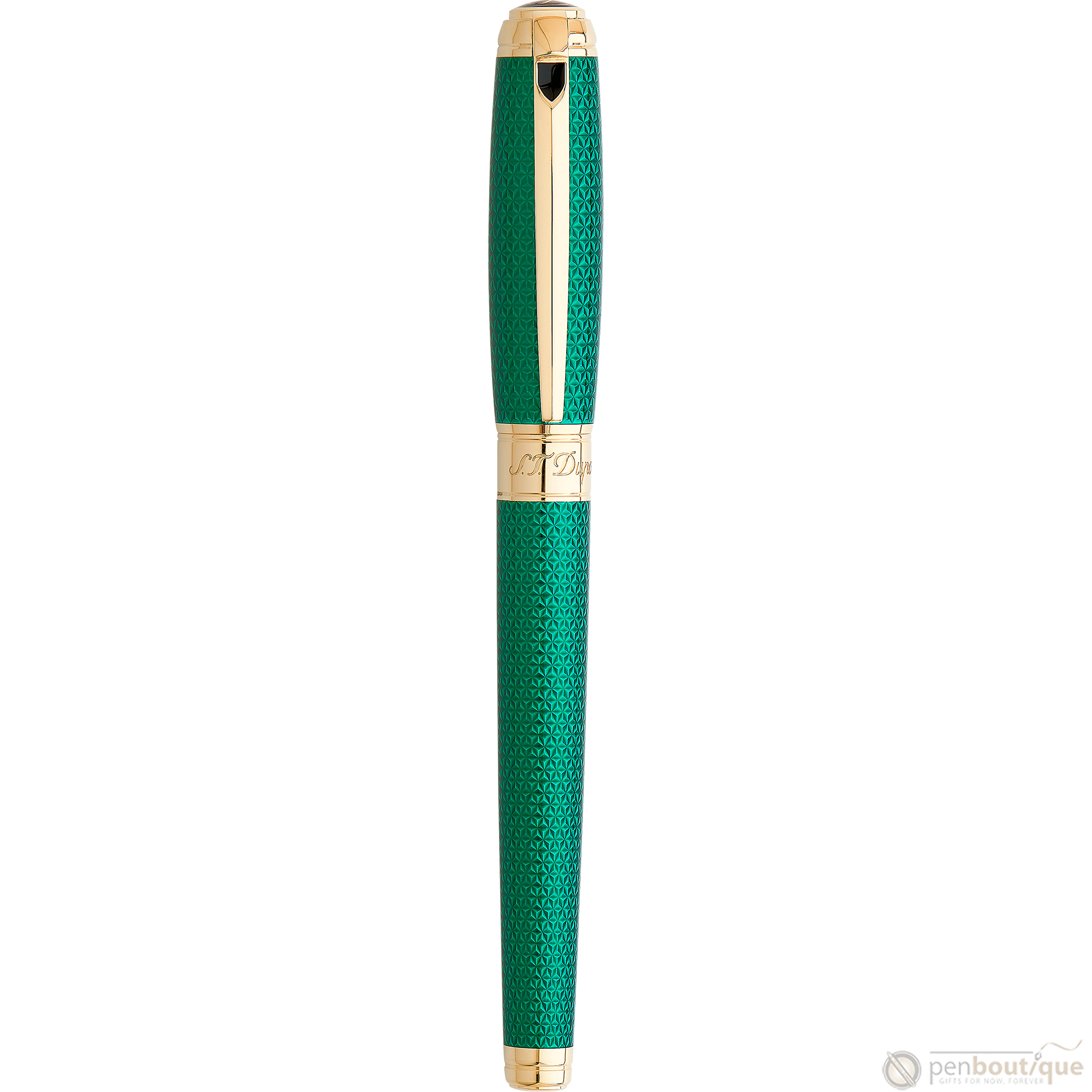 S T Dupont Liberte Fountain Pen - Firehead Guilloche - Emerald-Pen Boutique Ltd