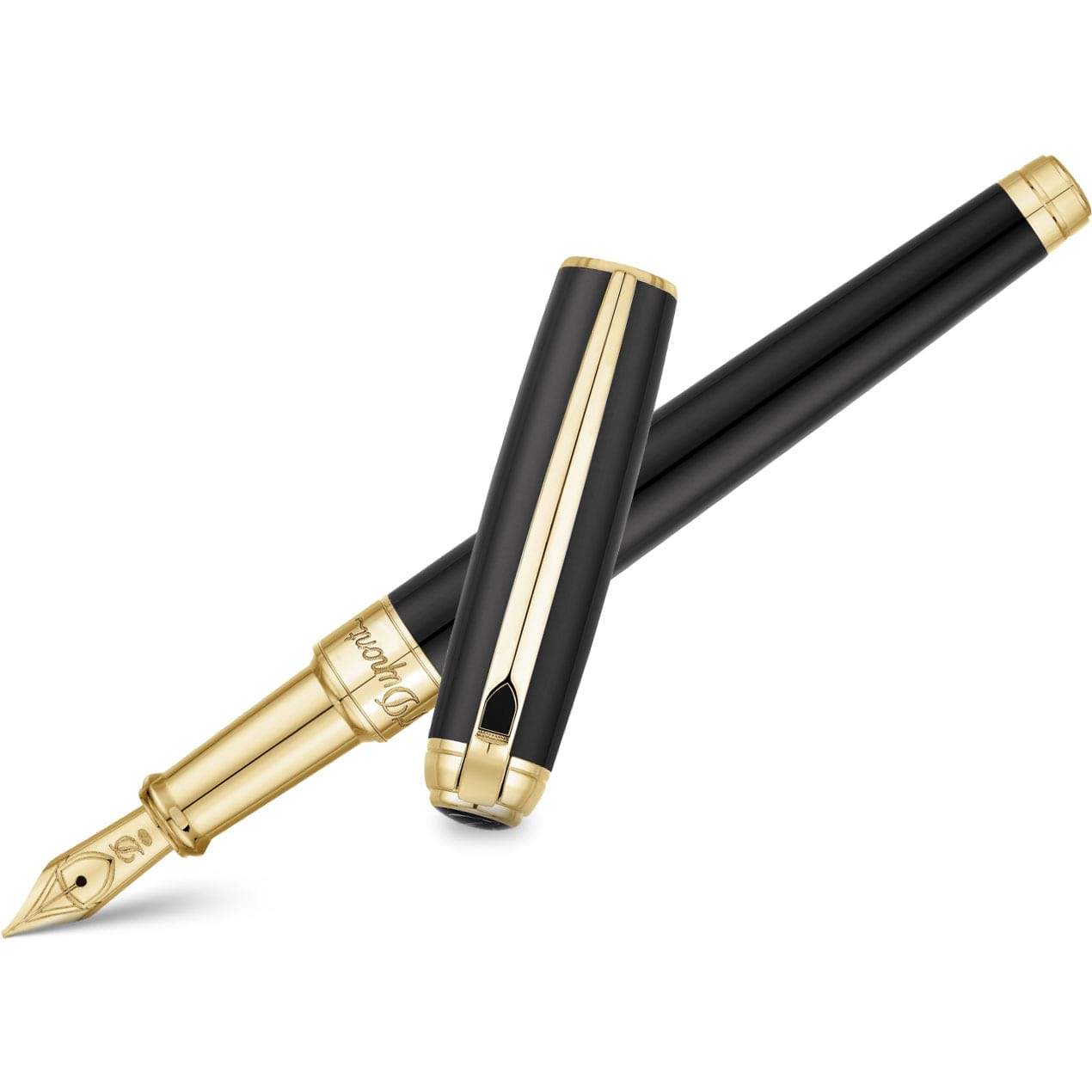 S T Dupont Line D Fountain Pen - Gold - Black - Pen Boutique Ltd
