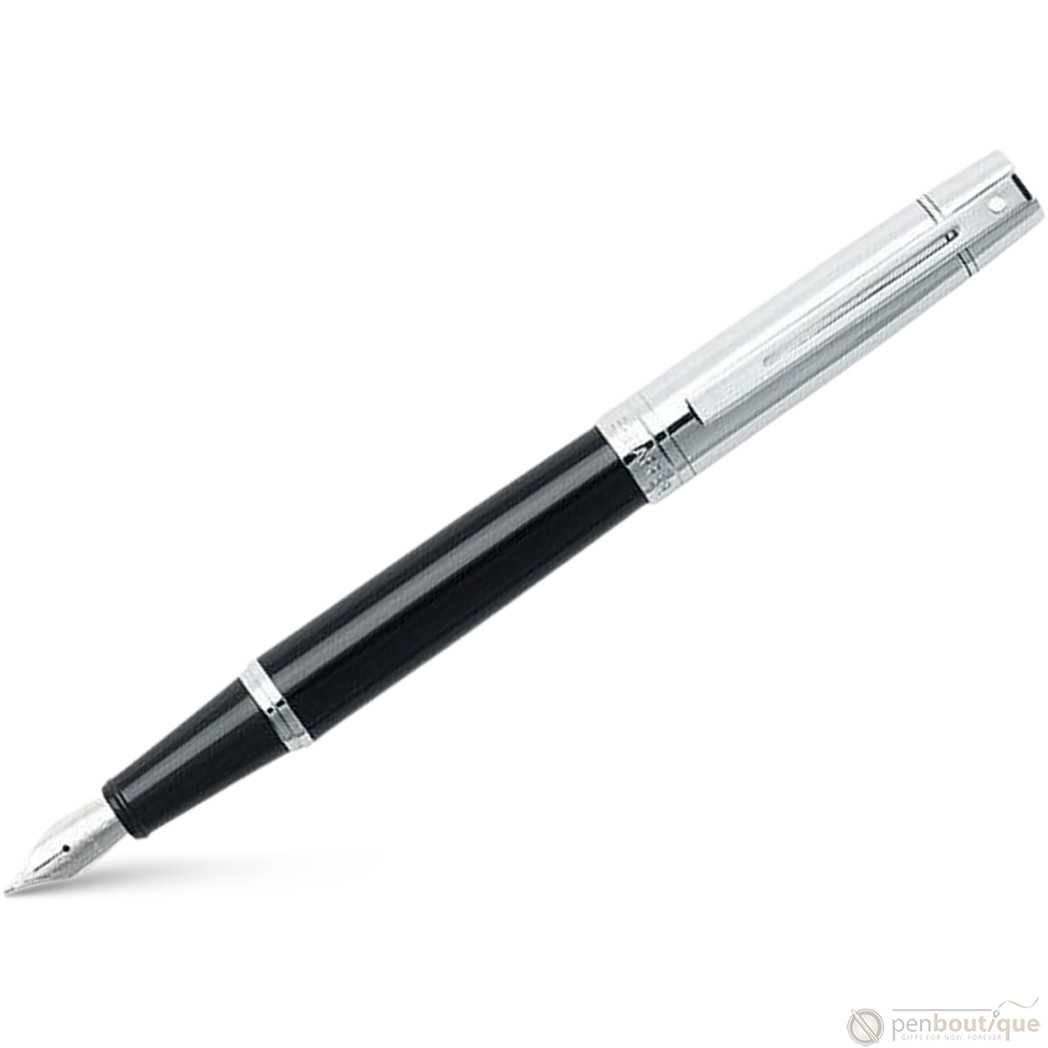 Sheaffer 300 Fountain Pen - Brushed Chrome Trim - Glossy Black-Pen Boutique Ltd