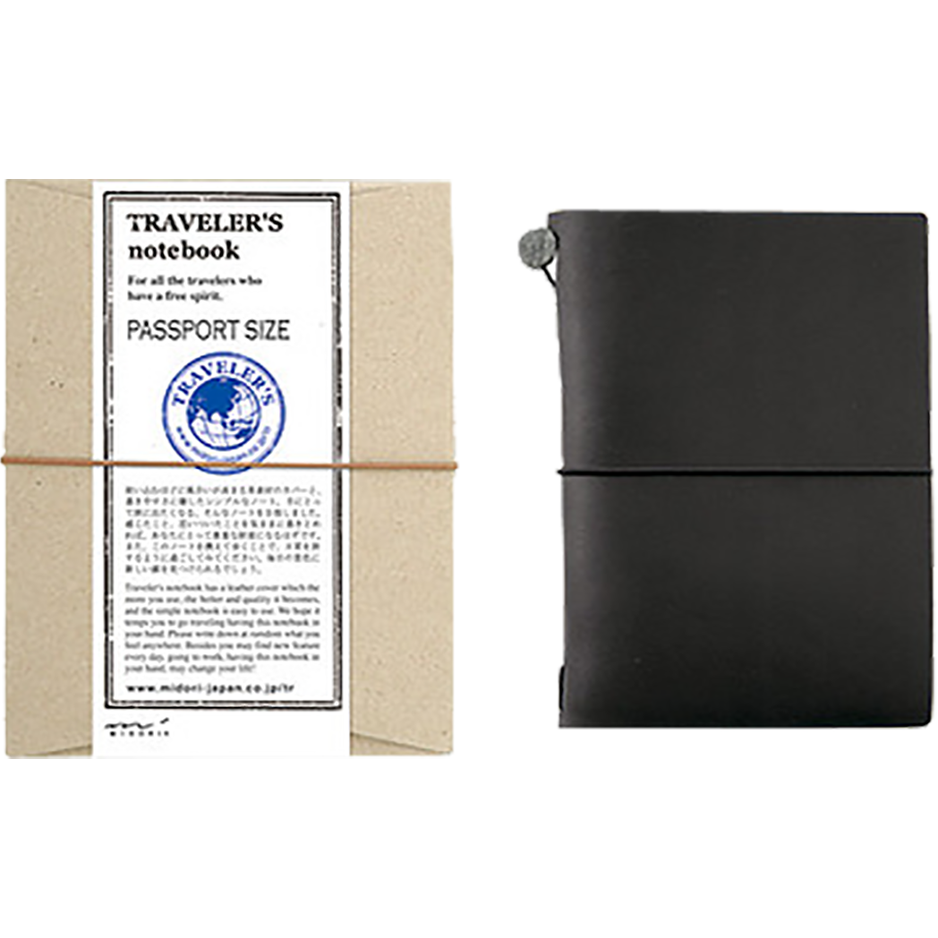 Traveler's Notebook - Black - Passport Size-Pen Boutique Ltd
