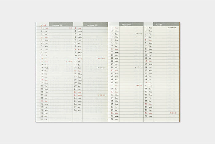 Traveler's Notebook - 2026 Weekly (Passport Size)-Pen Boutique Ltd