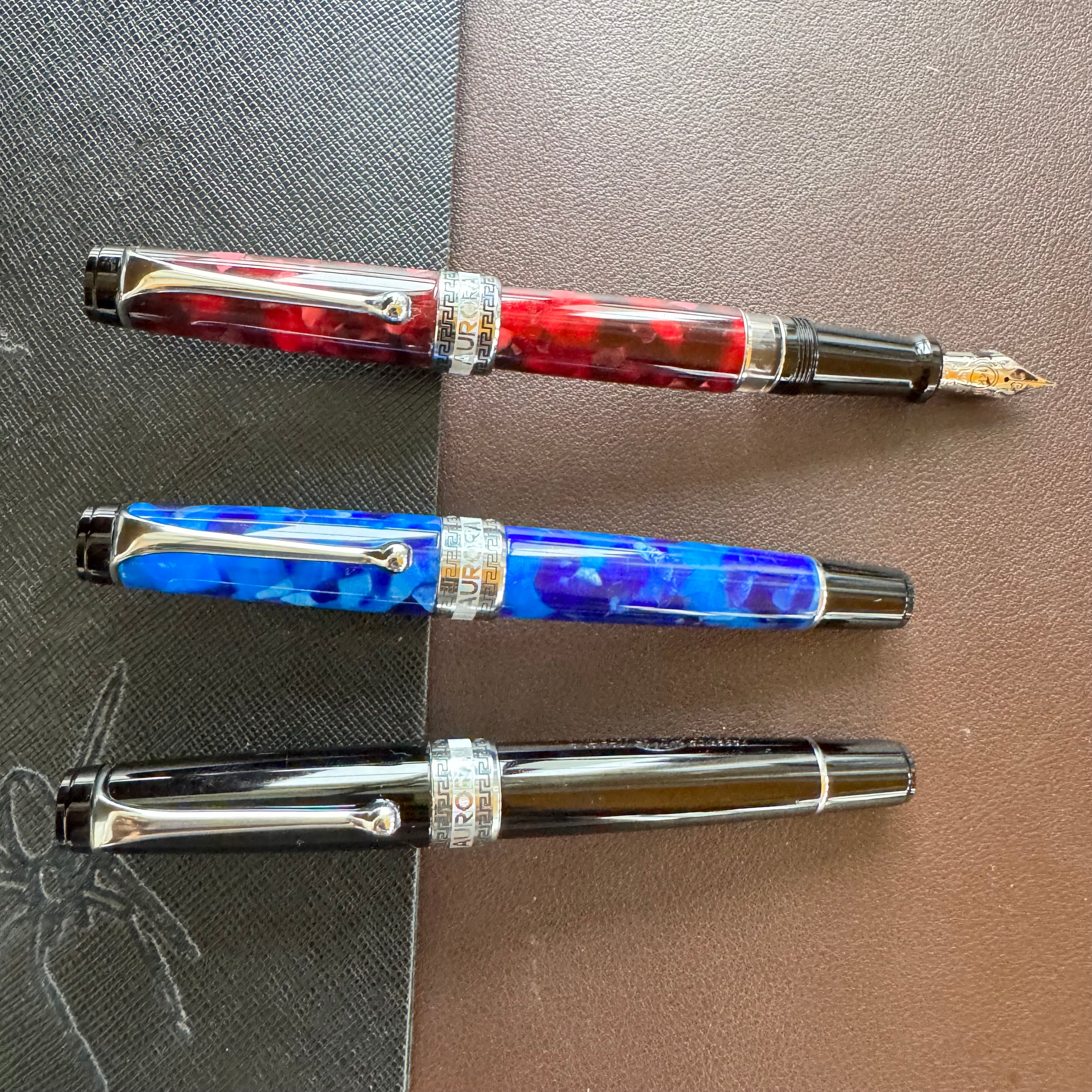 On Sale: Aurora Optima Auroloide Fountain Pen - Blue - Silver Trim-Pen Boutique Ltd