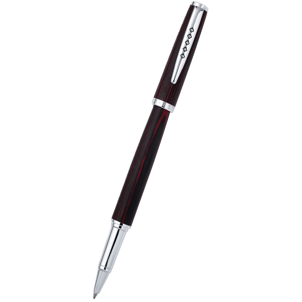 Tom Hessin Edinburgh Forth Bridge Red Rollerball Pen – Wooden Barrel, Chrome Trim-Pen Boutique Ltd
