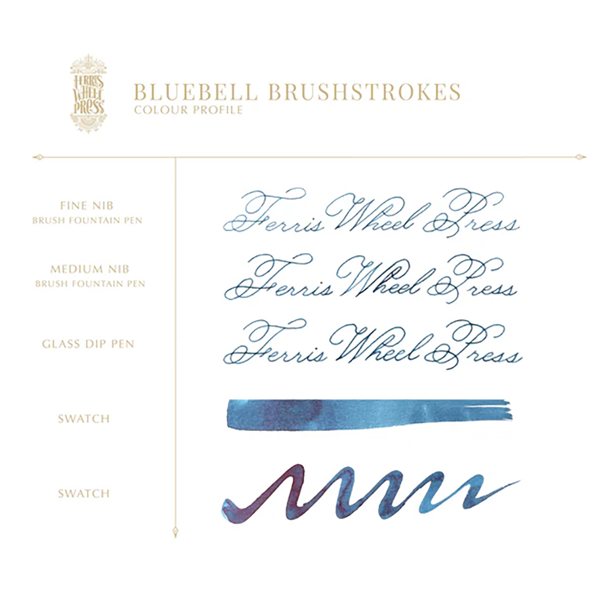 Ferris Wheel Press Ink Bottle - Bluebell Brushstrokes - 38ml-Pen Boutique Ltd