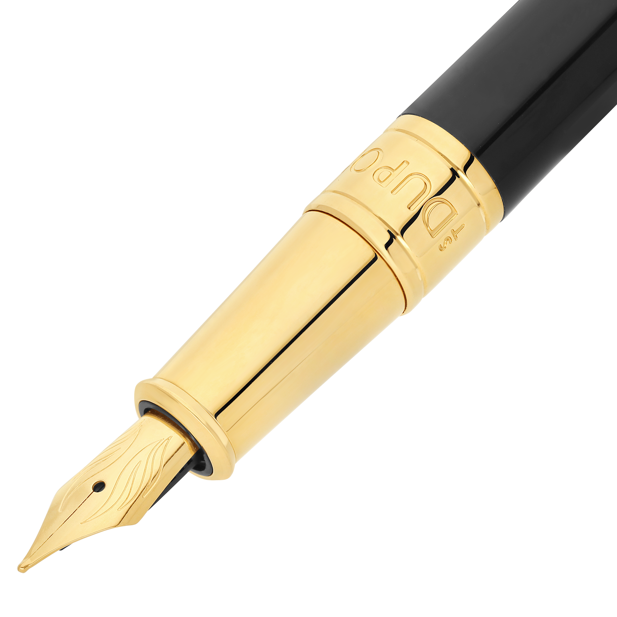 S T Dupont D-Initial Fountain Pen - Black - Gold Trim-Pen Boutique Ltd