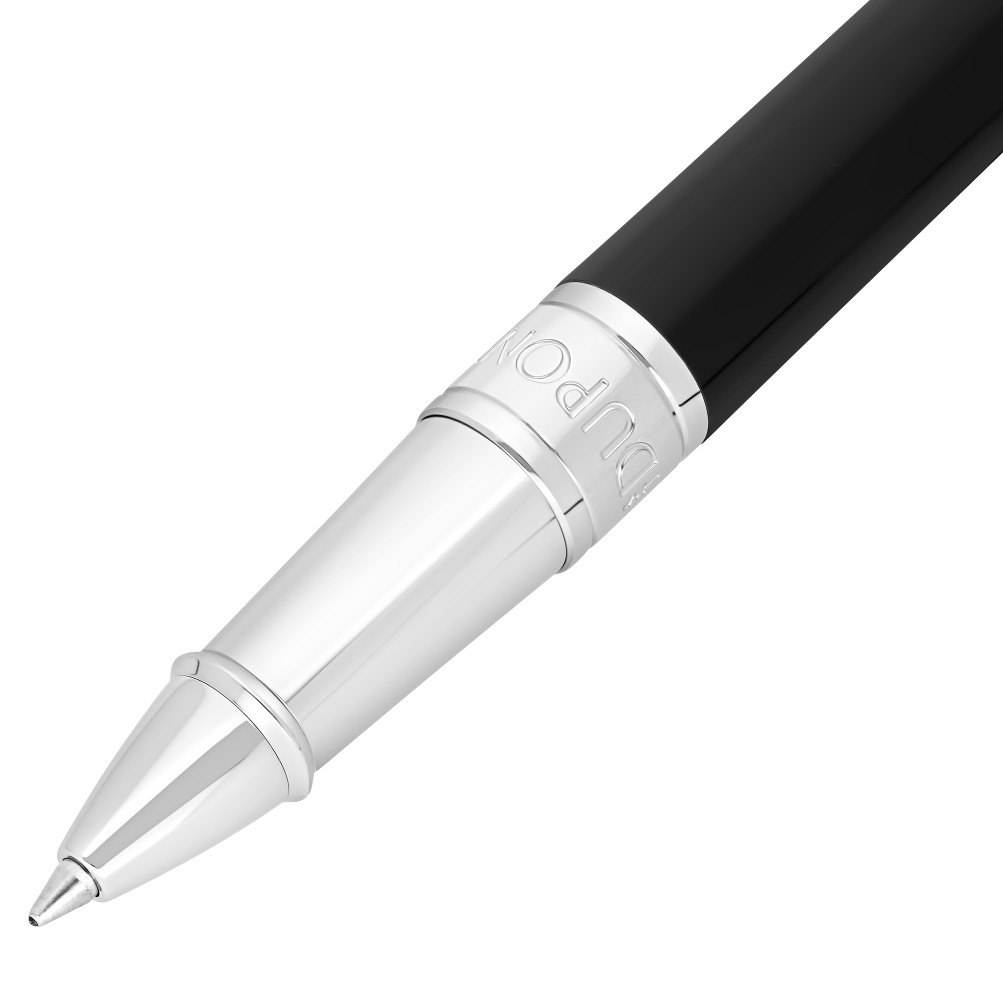 S T Dupont D-Initial Rollerball Pen - Black - Chrome Trim-Pen Boutique Ltd