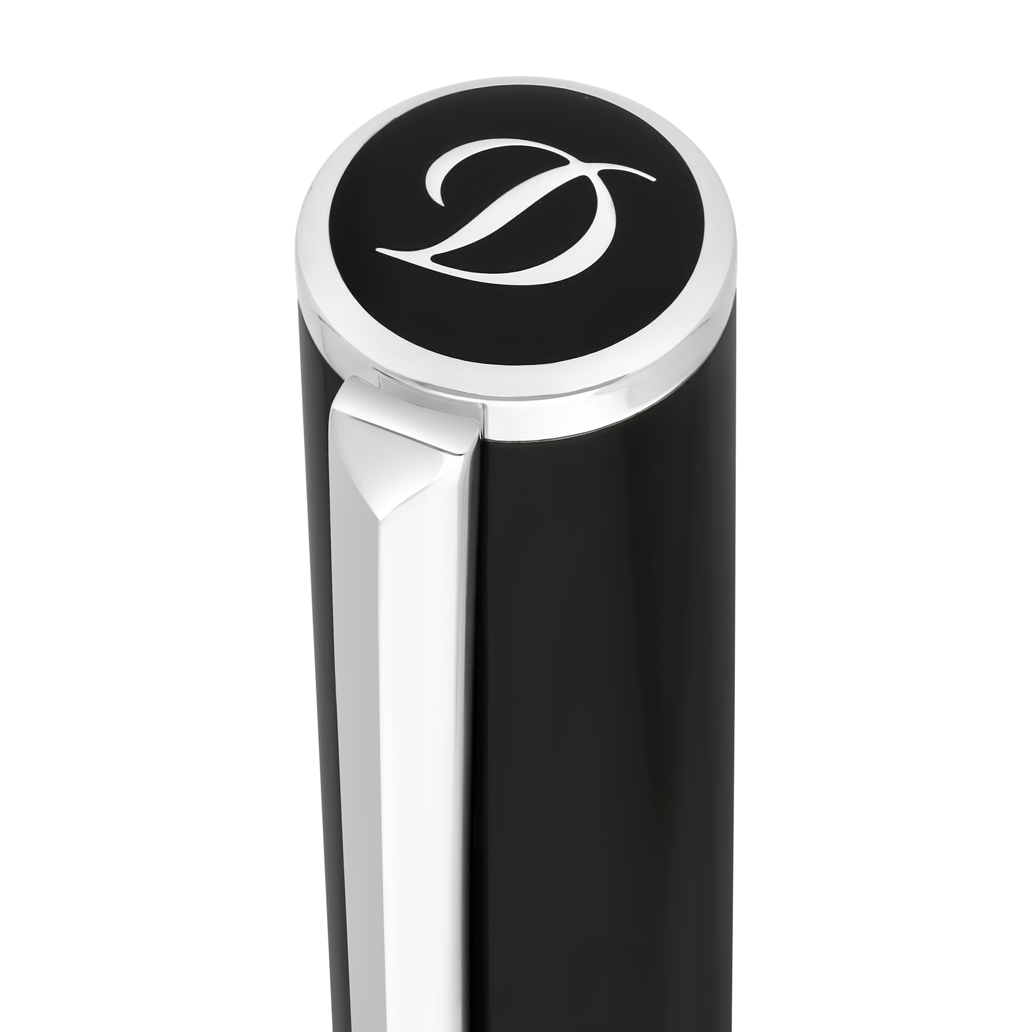 S T Dupont D-Initial Rollerball Pen - Black - Chrome Trim-Pen Boutique Ltd