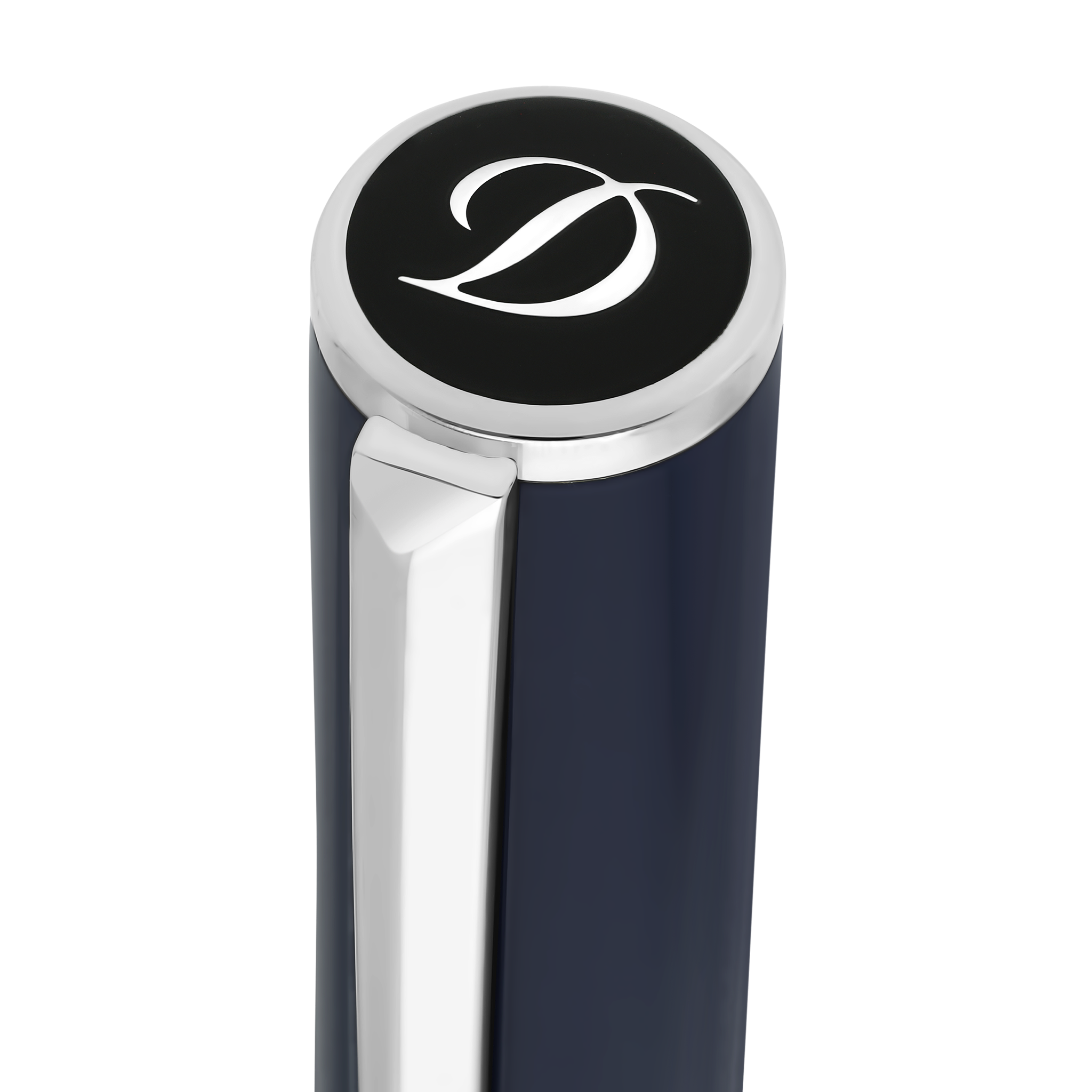 S T Dupont D-Initial Rollerball Pen - Blue - Chrome Trim-Pen Boutique Ltd