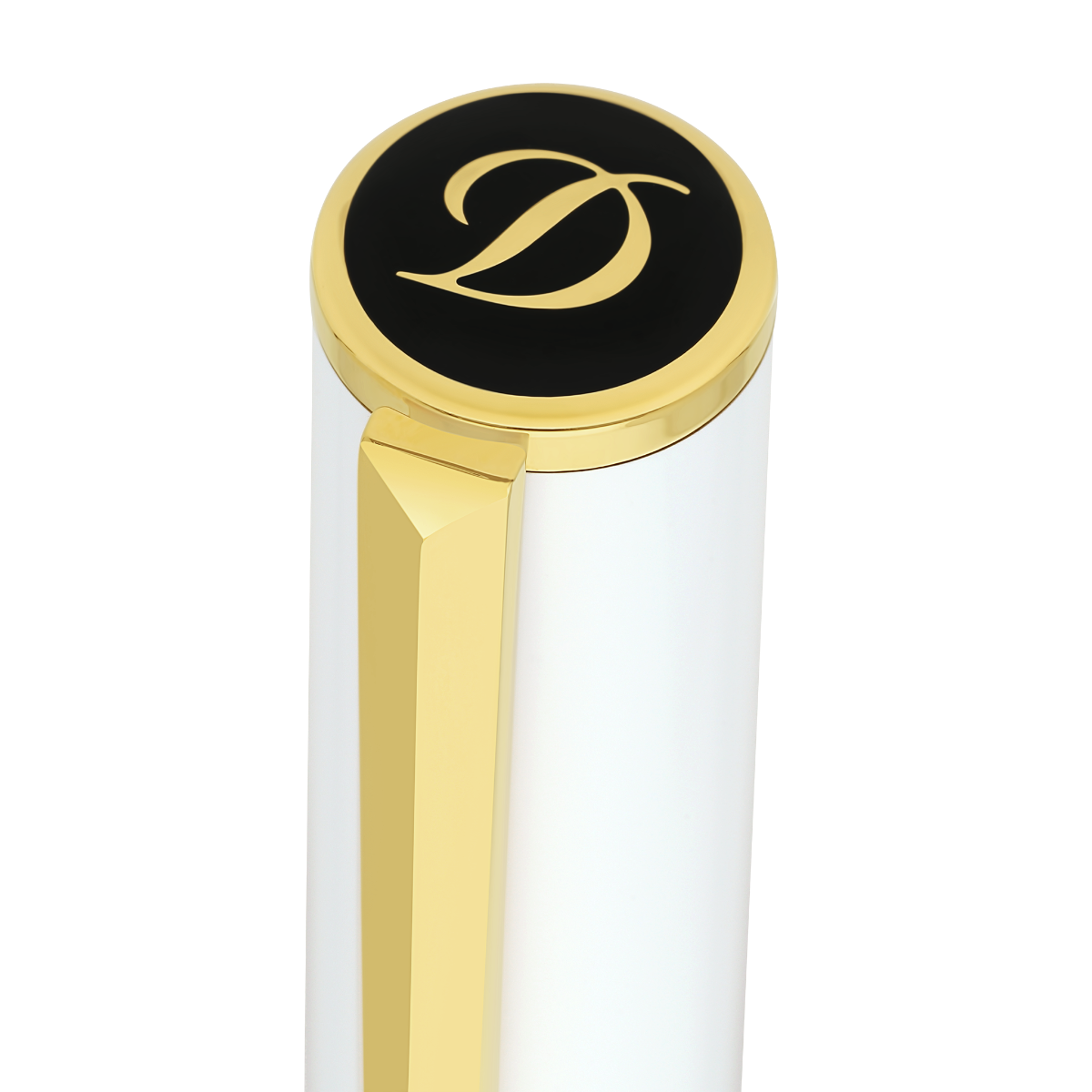 S T Dupont D-Initial Rollerball Pen - White - Gold Trim-Pen Boutique Ltd