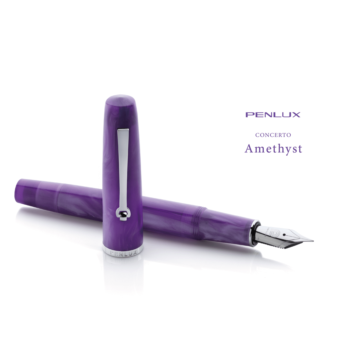 Penlux Concerto Fountain Pen - Amethyst + FREE Matching Ink Bottle - Pen Boutique Ltd