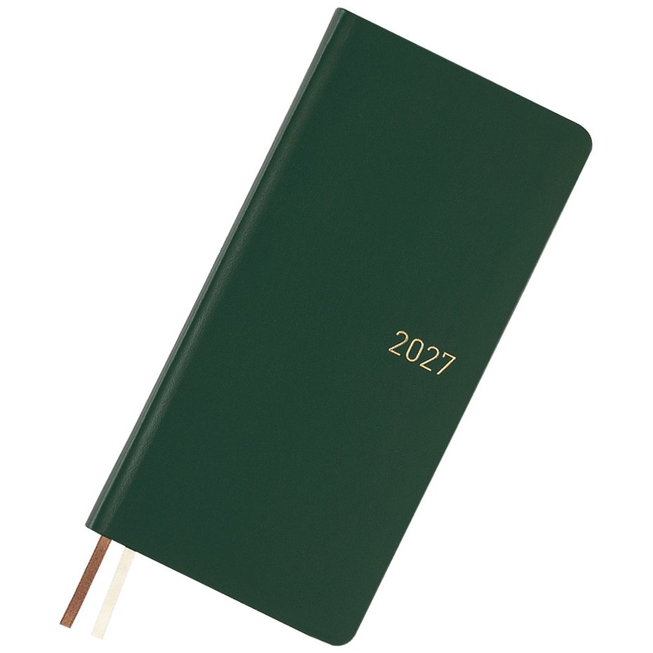 Hobonichi 2027 Light Hardcover English Book - Leather: Forest Green - Tall & Slim (Weeks - January Start) - Pen Boutique Ltd