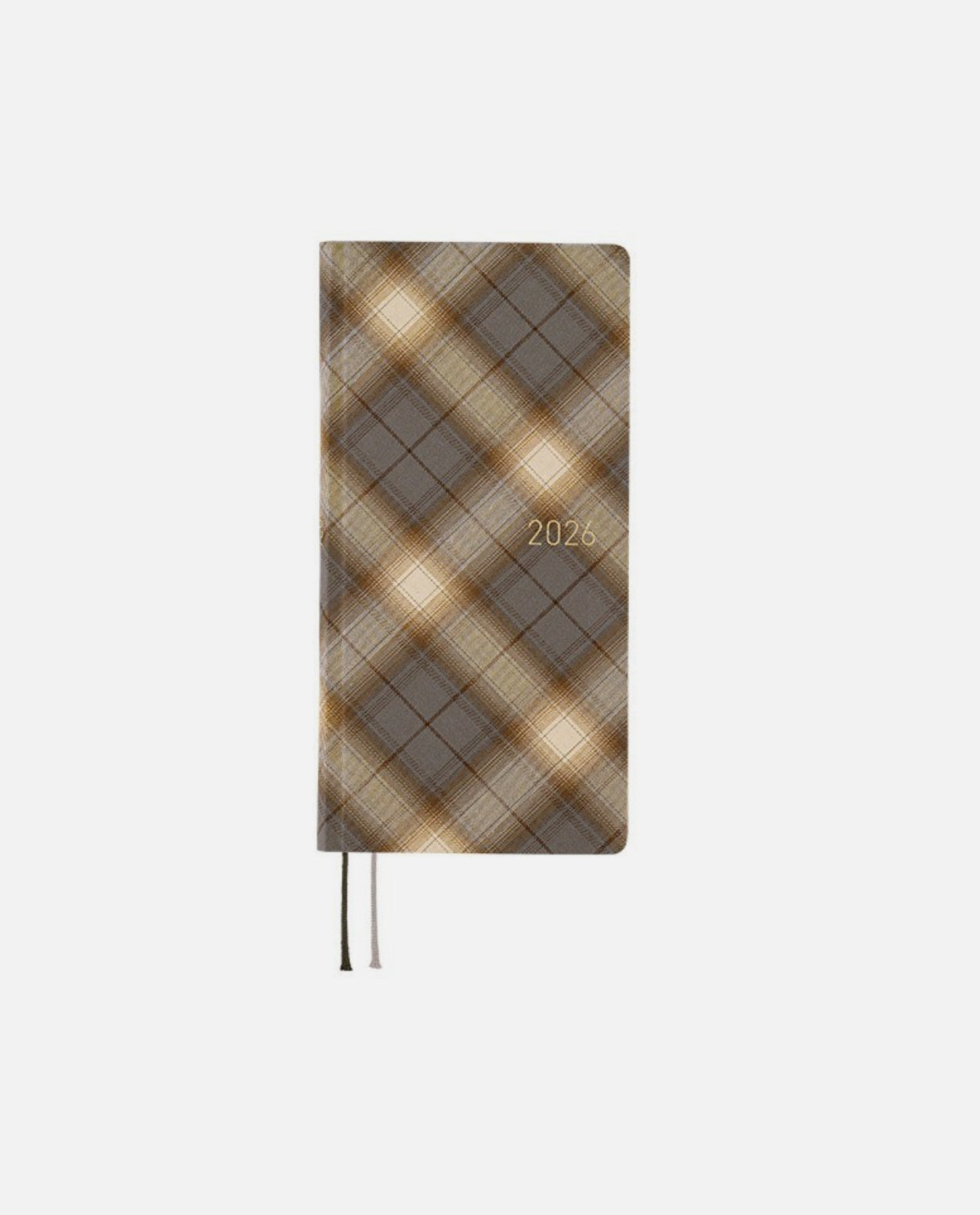 Hobonichi Light Hard Cover English Book - Shirt Fabric: Foggy Plaid - Tall & Slim (Weeks - January Start)-Pen Boutique Ltd