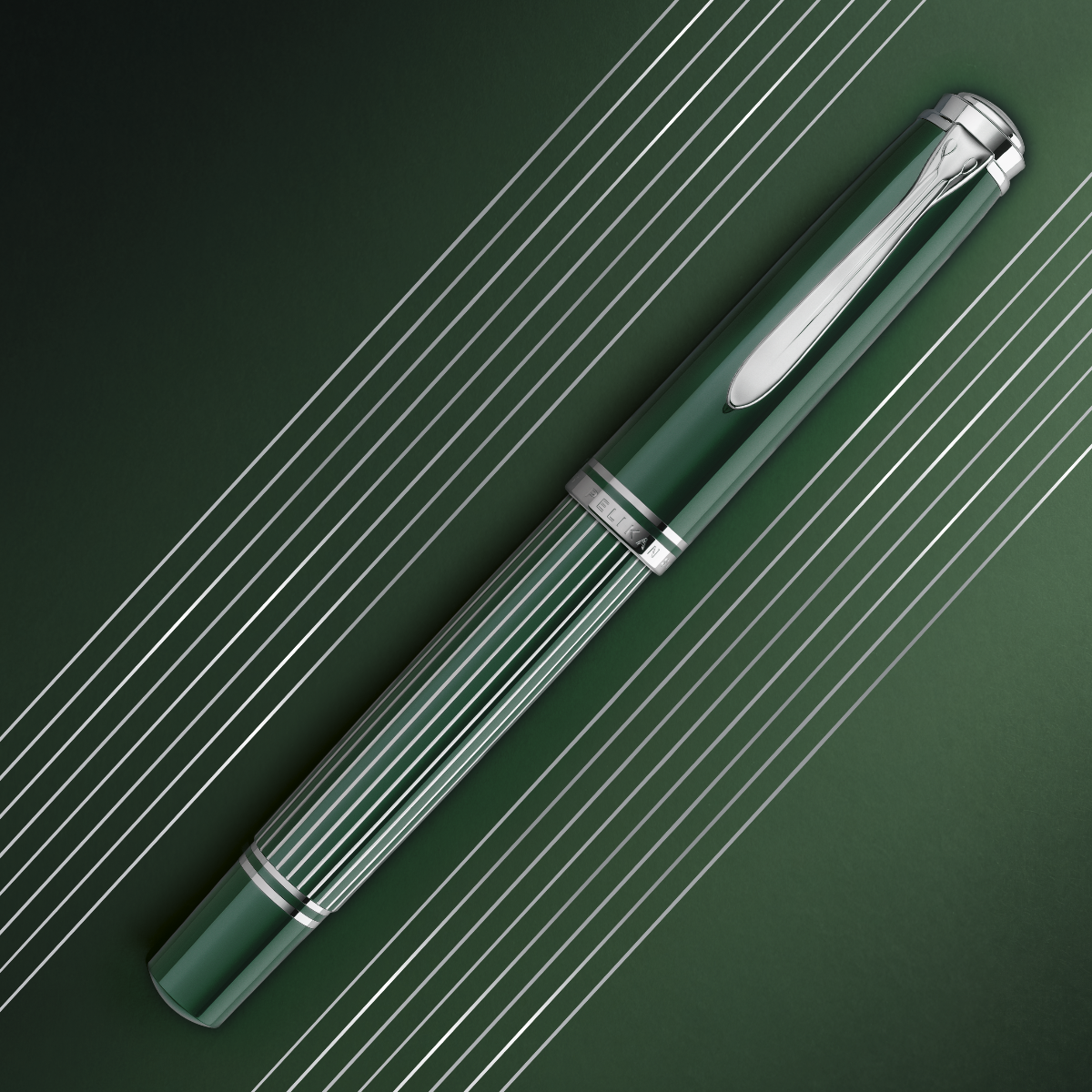 Pelikan Souveran Fountain Pen - M815 Metal Striped Green (Special Edition)