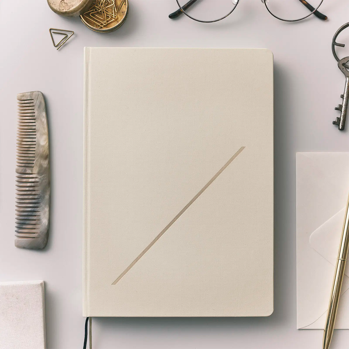 Hobonichi Hard Cover English Book - Slash (Ivory) & HON Stamped - A5 (January Start)-Pen Boutique Ltd