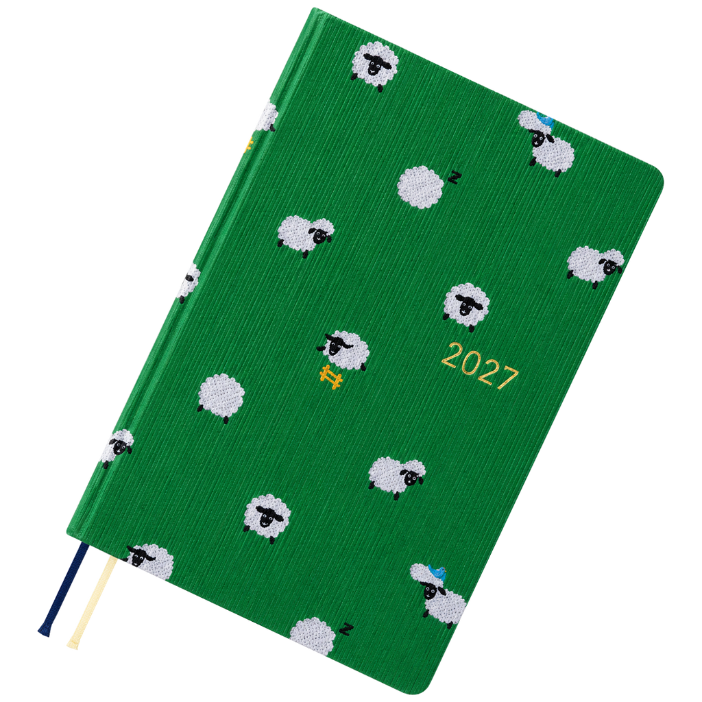 Hobonichi HON 2027 Light Hard Cover English Book - Bow & Tie: Sheep Sheep Sheep - A5 (Jan Start)-Pen Boutique Ltd