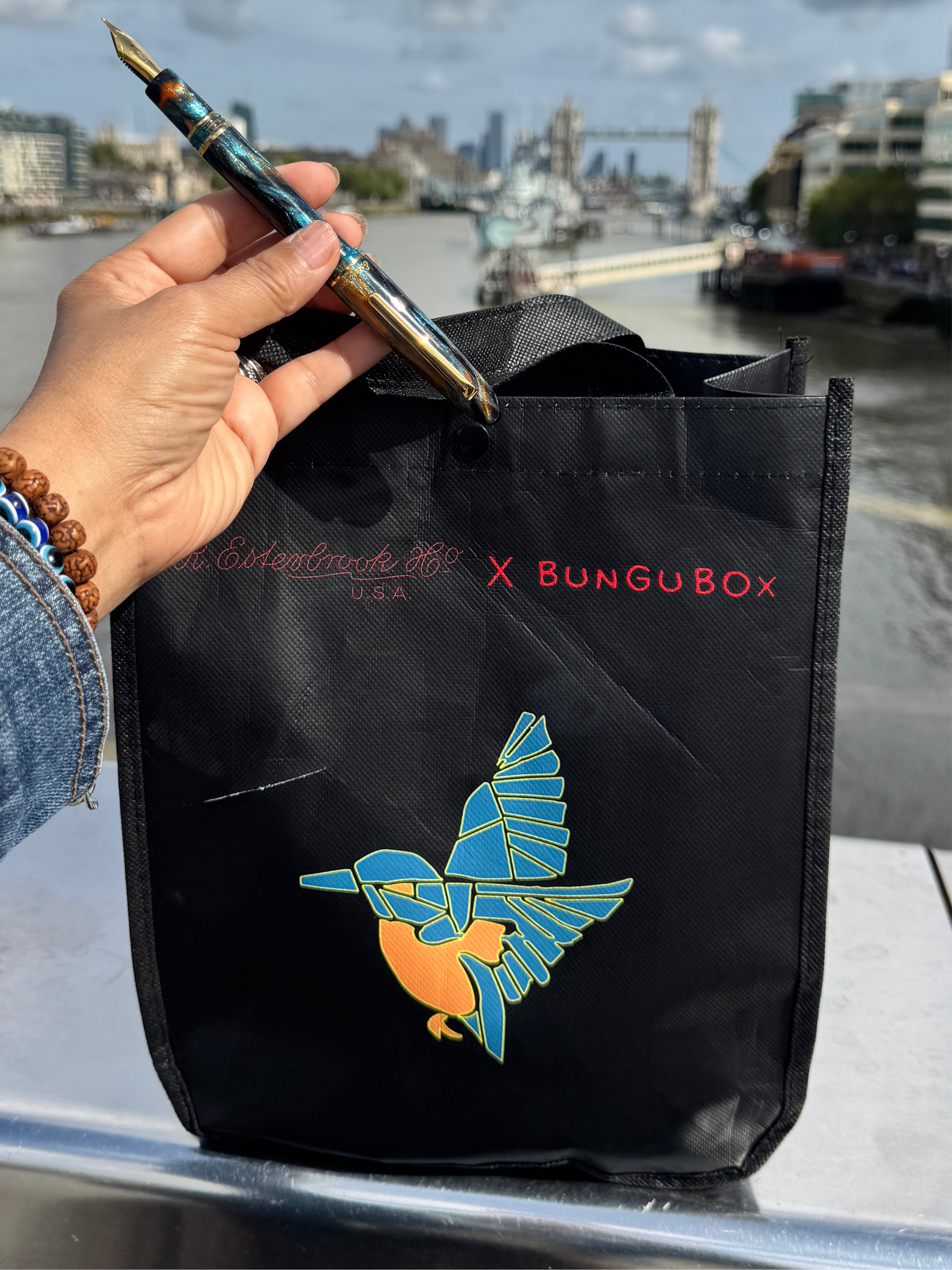 Esterbrook x BUNGUBOX Tote Bag - The Kachofugetsu Kingfisher-Pen Boutique Ltd