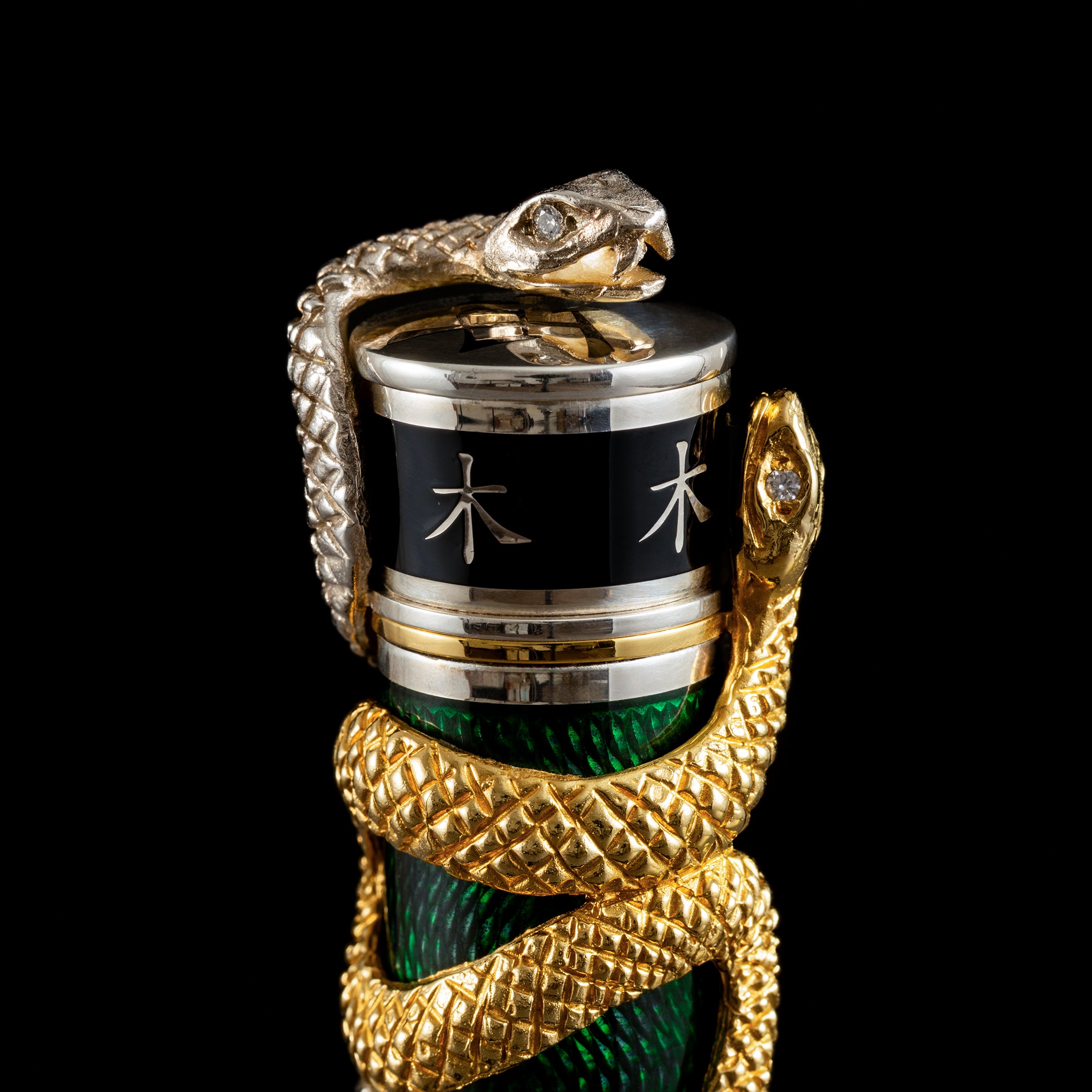 David Oscarson Green Wood Snake Fountain Pen - Verdigris (Limited Edition)-Pen Boutique Ltd
