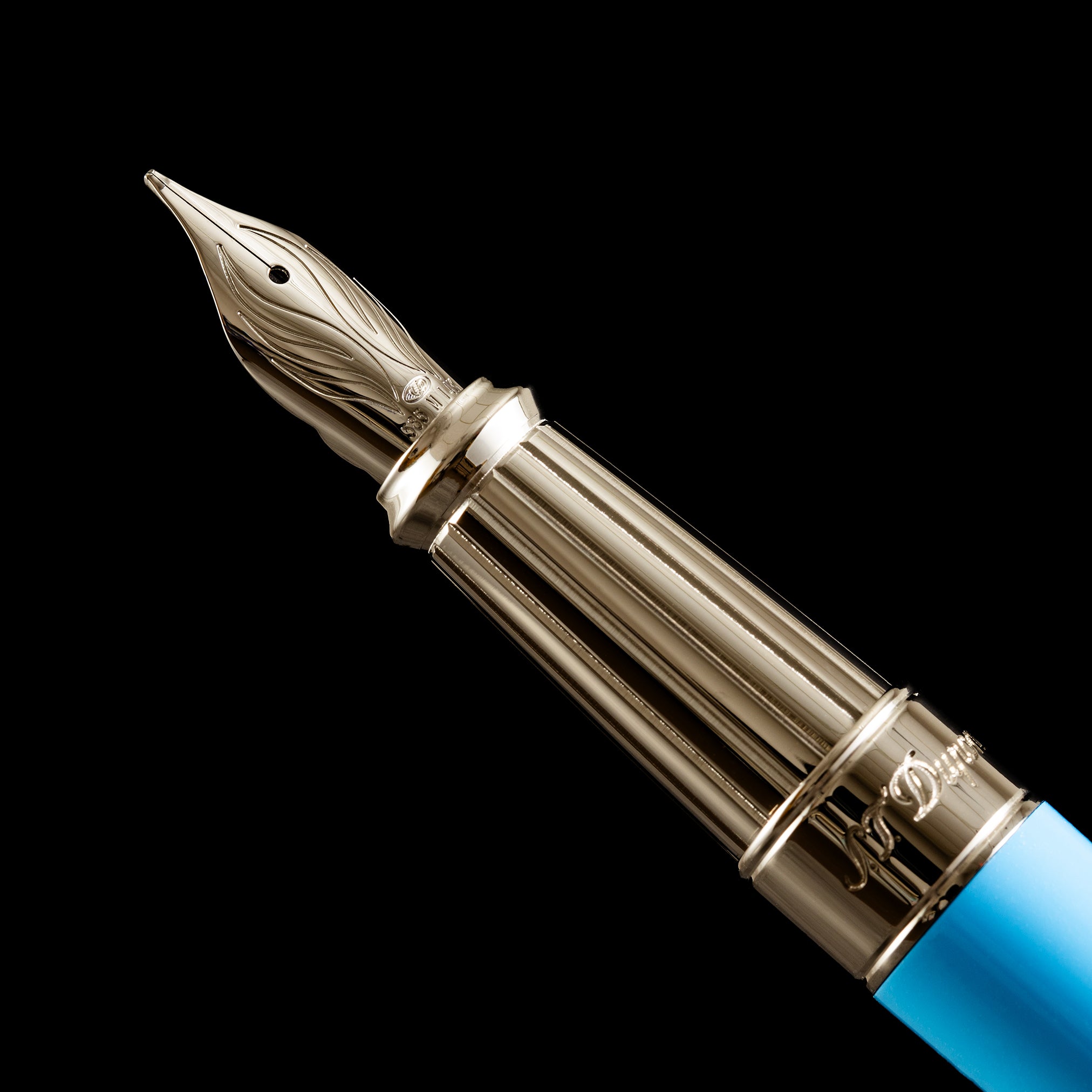 S T Dupont Line D Fountain Pen - Eternity - Turquoise - Palladium Trim (Large) - Medium Point.-Pen Boutique Ltd