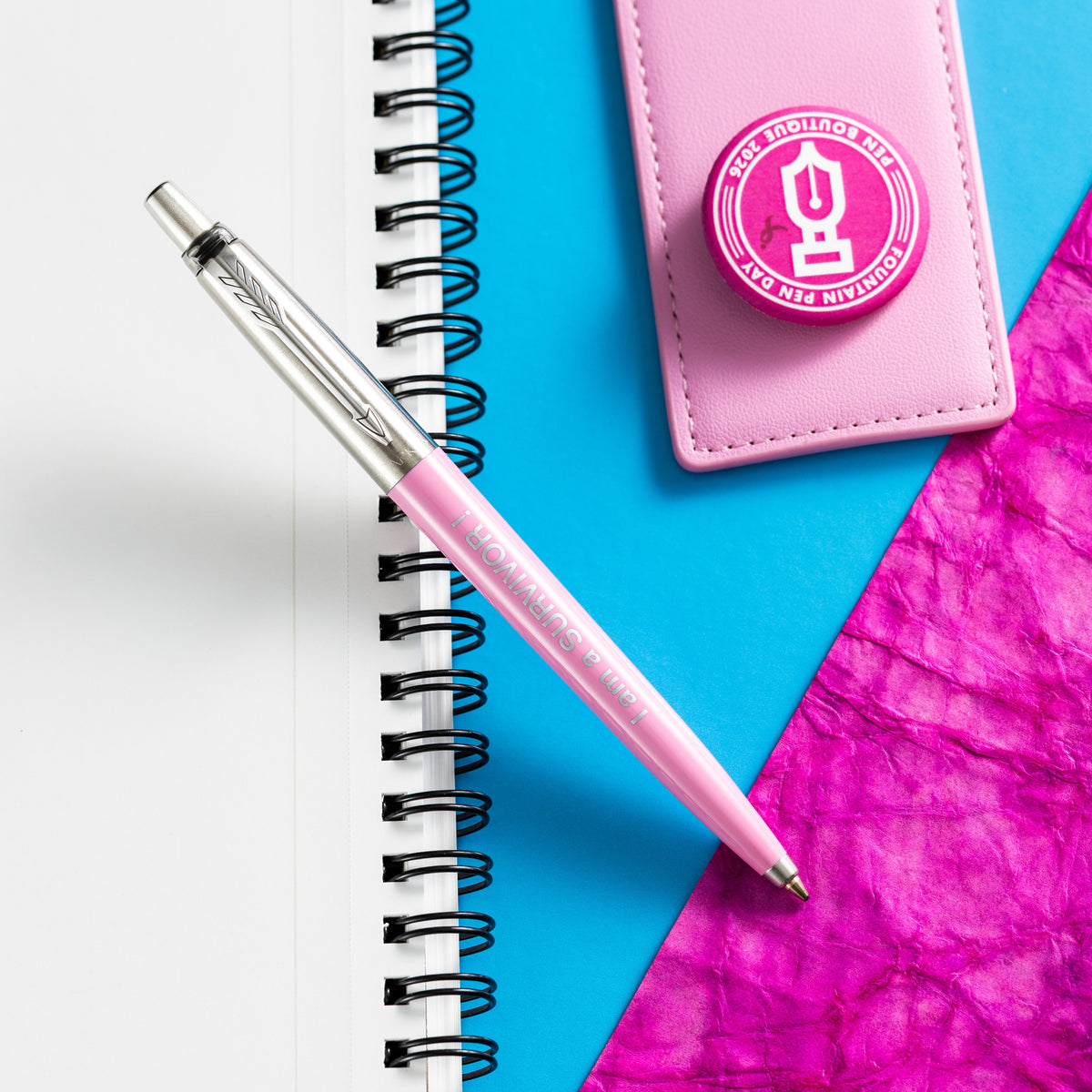 Parker Jotter Ballpoint Pen - Pink (I AM A SURVIVOR)-Pen Boutique Ltd