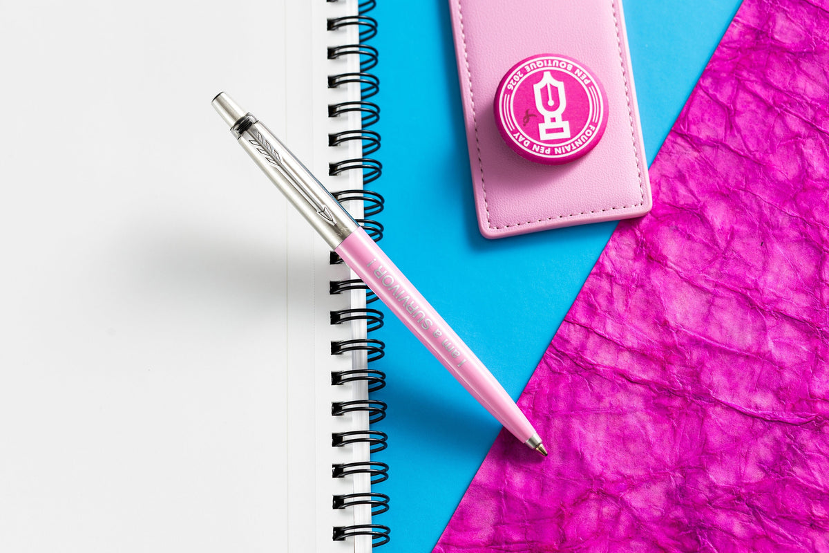 Parker Jotter Ballpoint Pen - Pink (I AM A SURVIVOR)-Pen Boutique Ltd