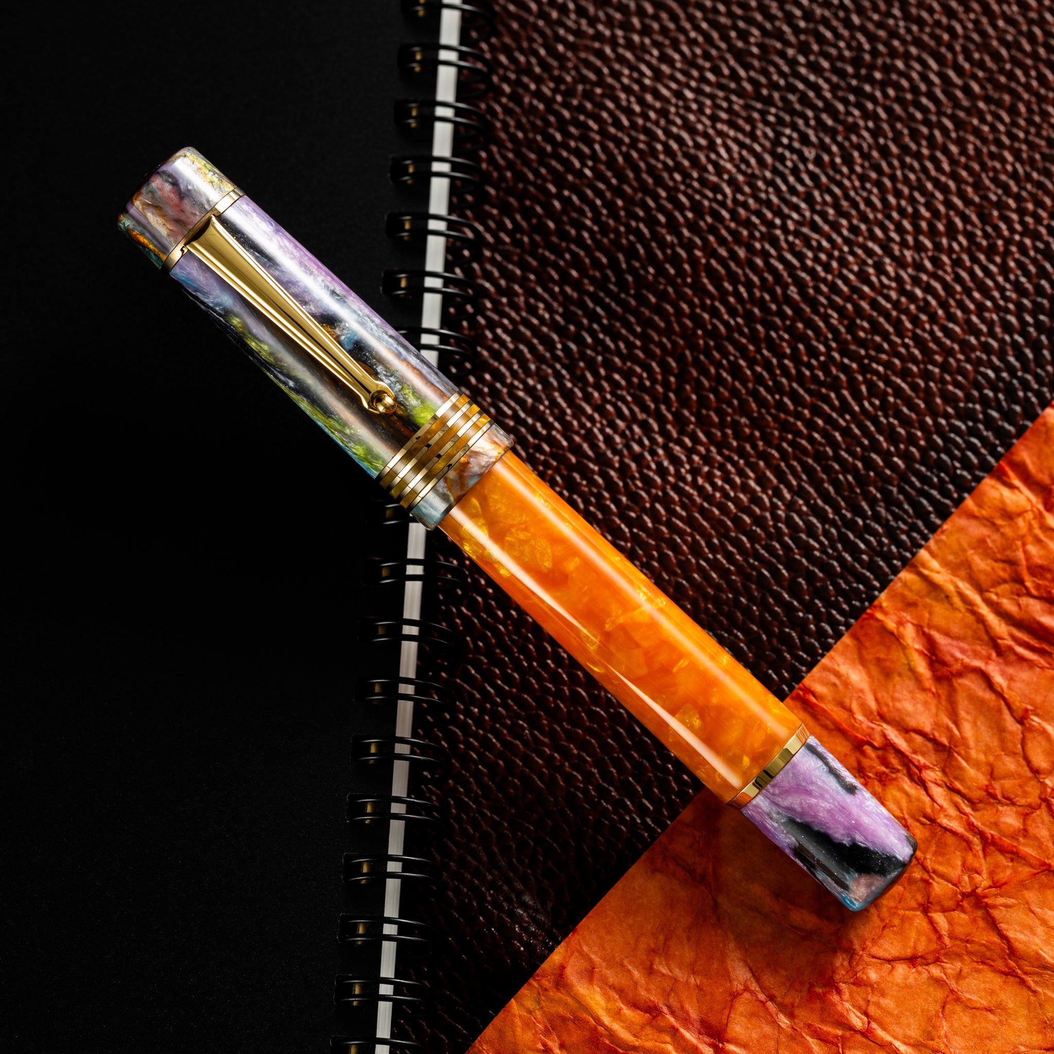 Delta Limited Edition Fountain Pen - DV Original - Orange Primary Manipulation 4.5 - Palladium Trim (Mid-Size)-Pen Boutique Ltd