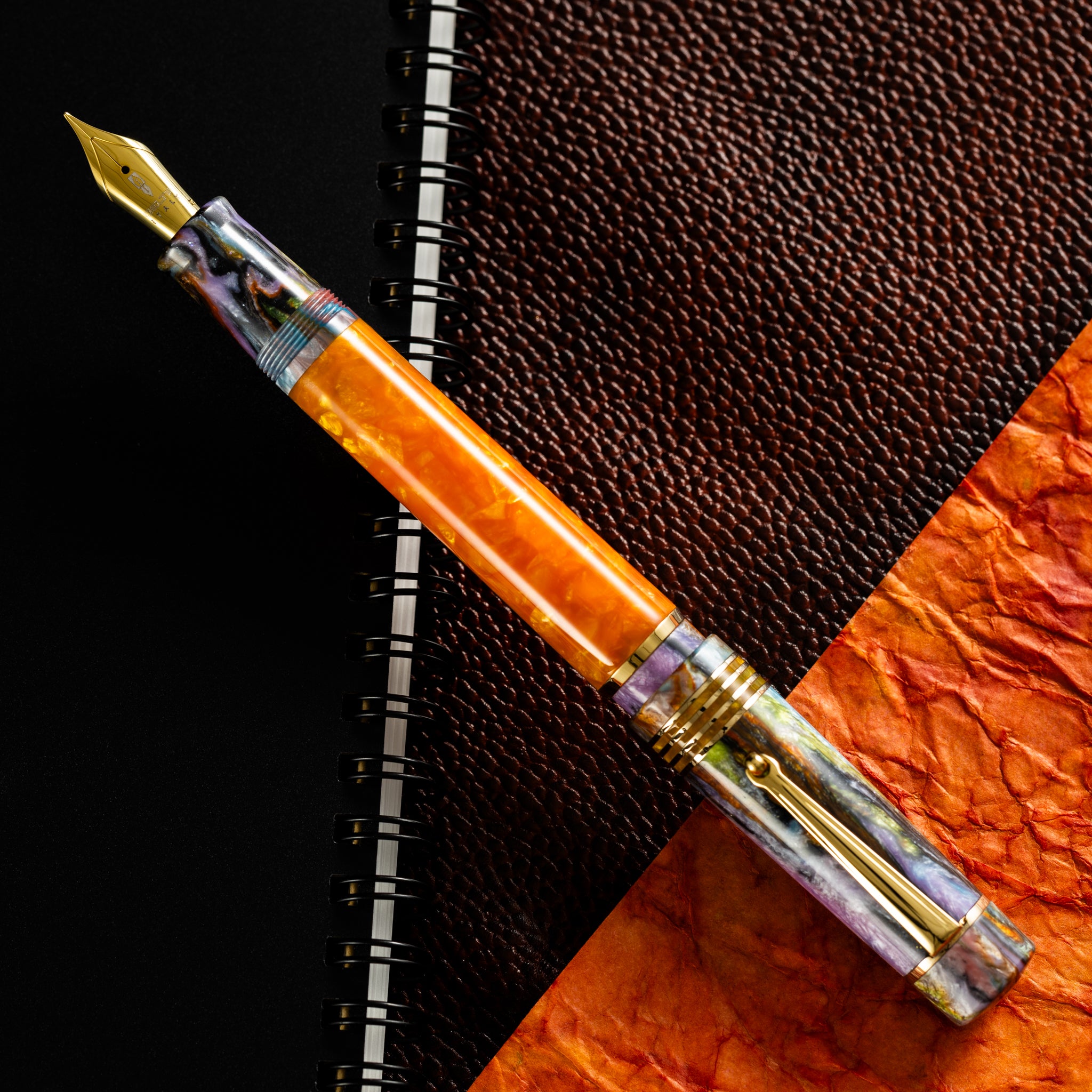 Delta Limited Edition Fountain Pen - DV Original - Orange Primary Manipulation 4.5 - Palladium Trim (Mid-Size)-Pen Boutique Ltd
