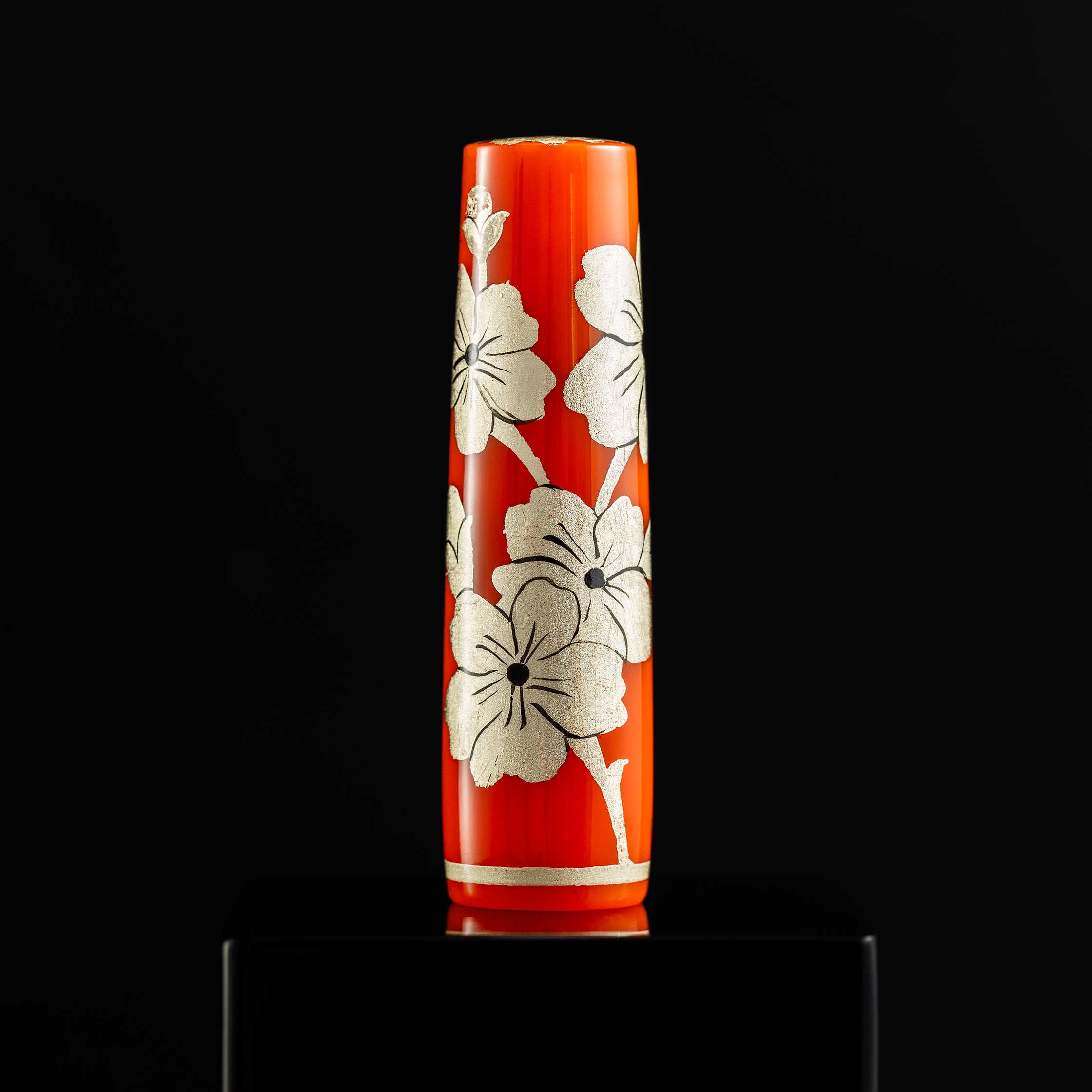 Zek Handpainted Tezhip Art Flower Red with Silver Flower Fountain Pen - Pen Boutique Ltd