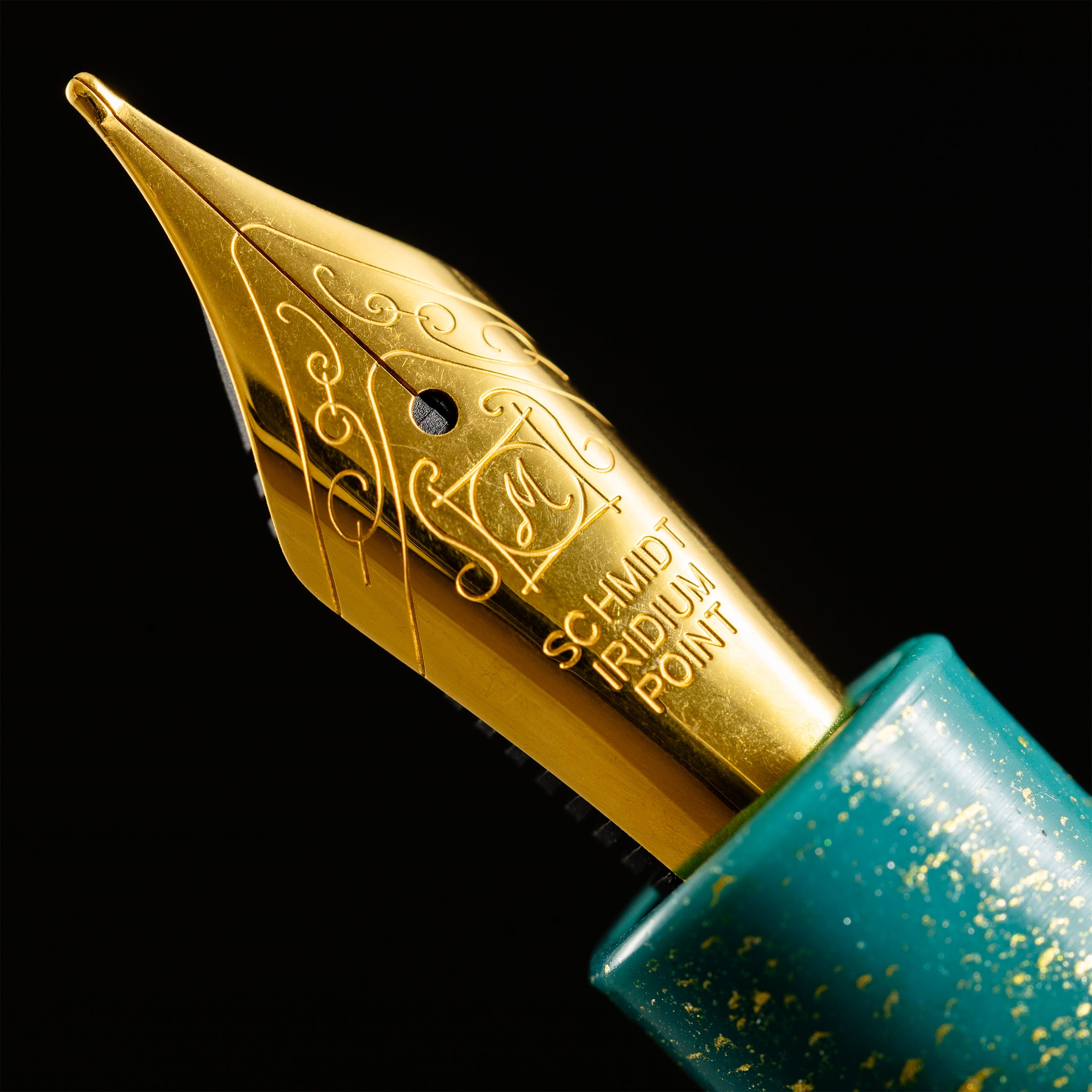 Zek Handpainted Tezhip Art Green with Gold Flower Fountain Pen - Pen Boutique Ltd