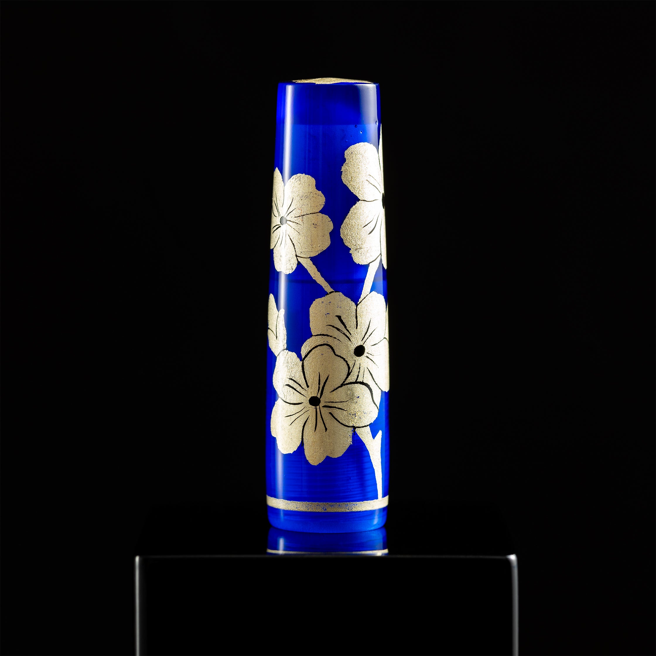 Zek Handpainted Tezhip Art Blue with Silver Flower Fountain Pen - Pen Boutique Ltd