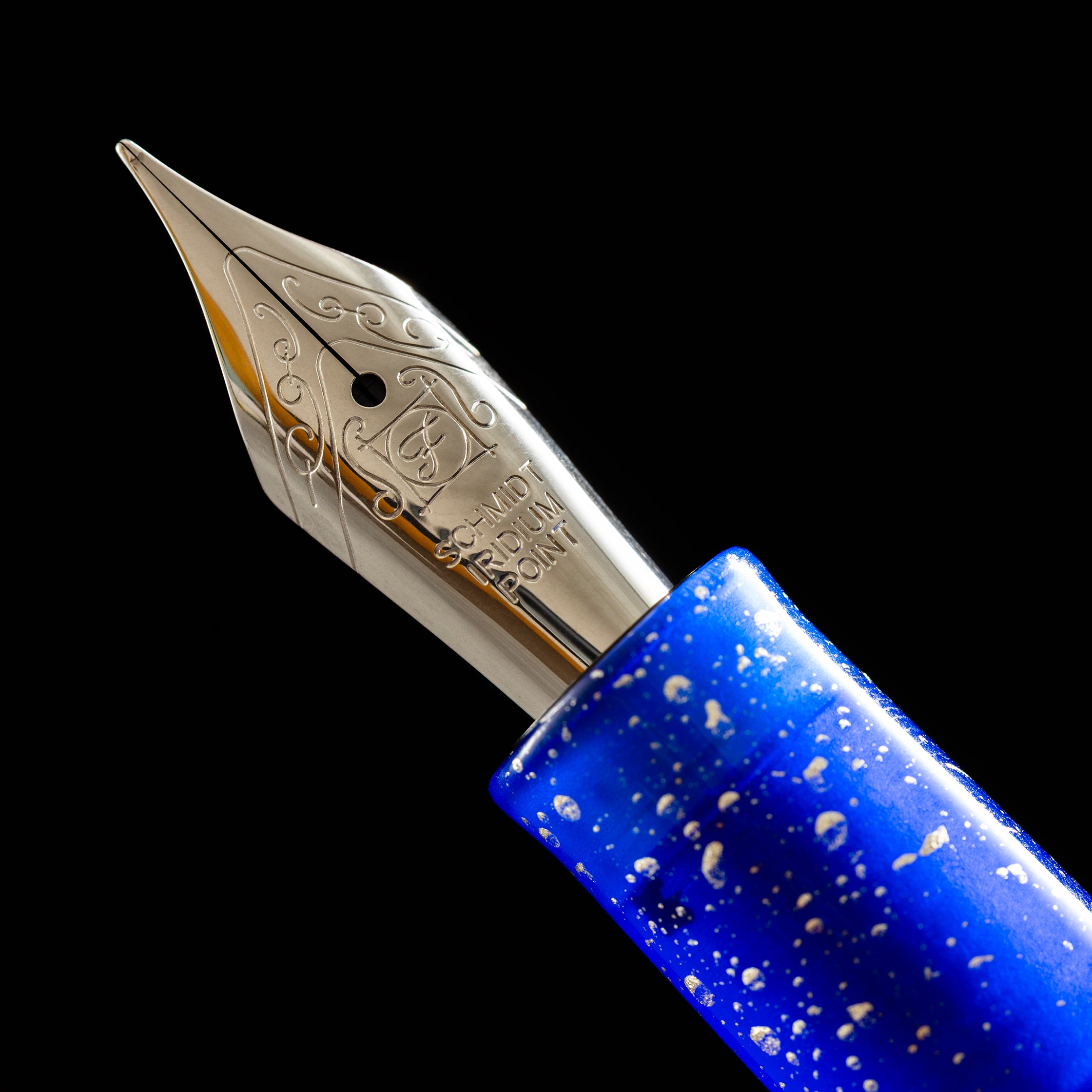 Zek Handpainted Tezhip Art Blue with Silver Flower Fountain Pen - Pen Boutique Ltd