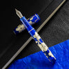 Zek Handpainted Tezhip Art Blue with Silver Flower Fountain Pen - Pen Boutique Ltd