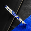 Zek Handpainted Tezhip Art Blue with Silver Flower Fountain Pen - Pen Boutique Ltd