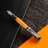 Delta DV Original Mini Fountain Pen – Black & Orange with Sterling Silver Trim – Pennino Acciaio-Pen Boutique Ltd